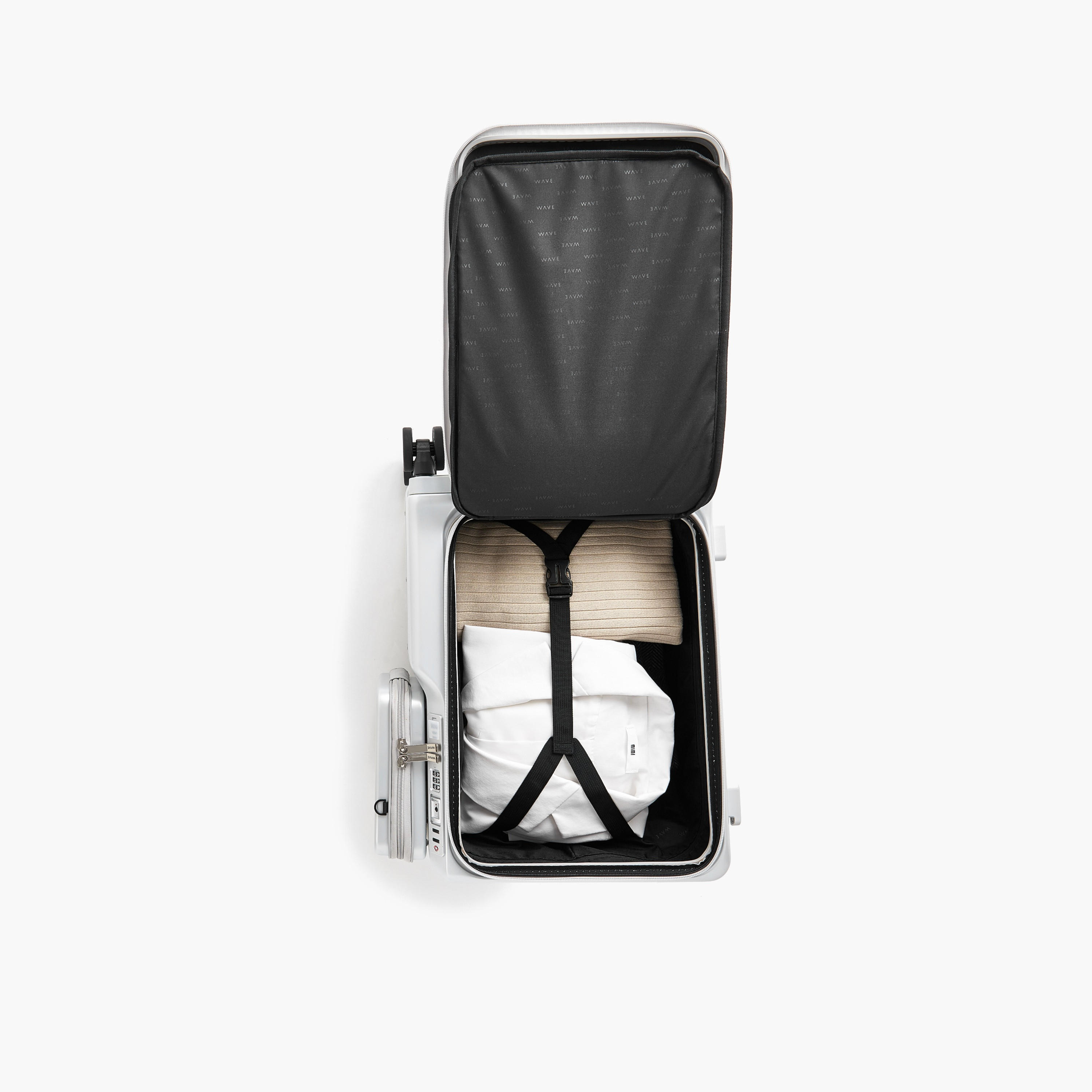 WAVE Textured Hardcase Luggage Trolley with Detachable Crossbody Bag & Cup Holder - 20 inches Cabin-travel-luggagesandbags-luggage-image-12