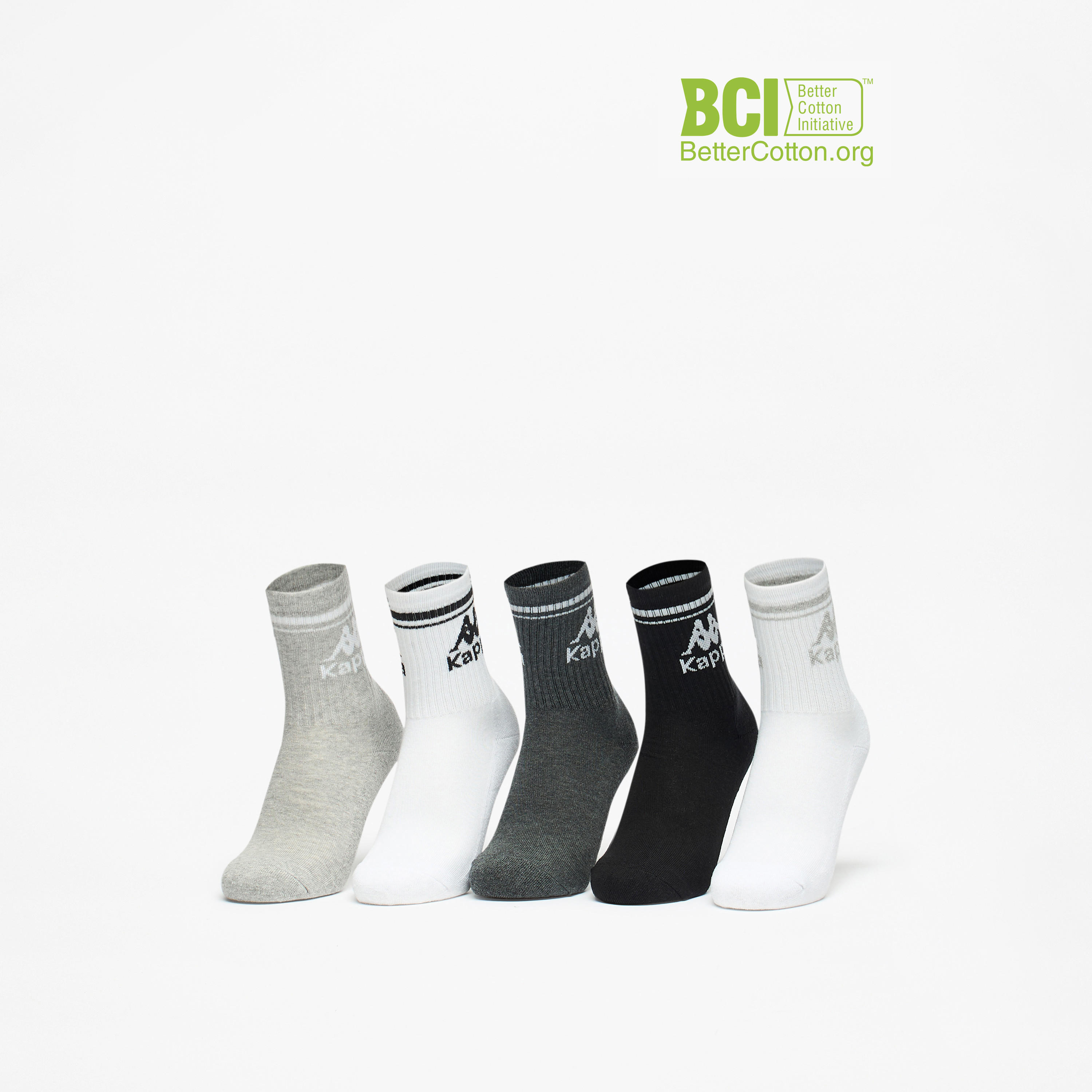 Kappa Logo Print Crew Length Cushioned Sports Socks - Set of 5-girls-accessories-socks-image-1