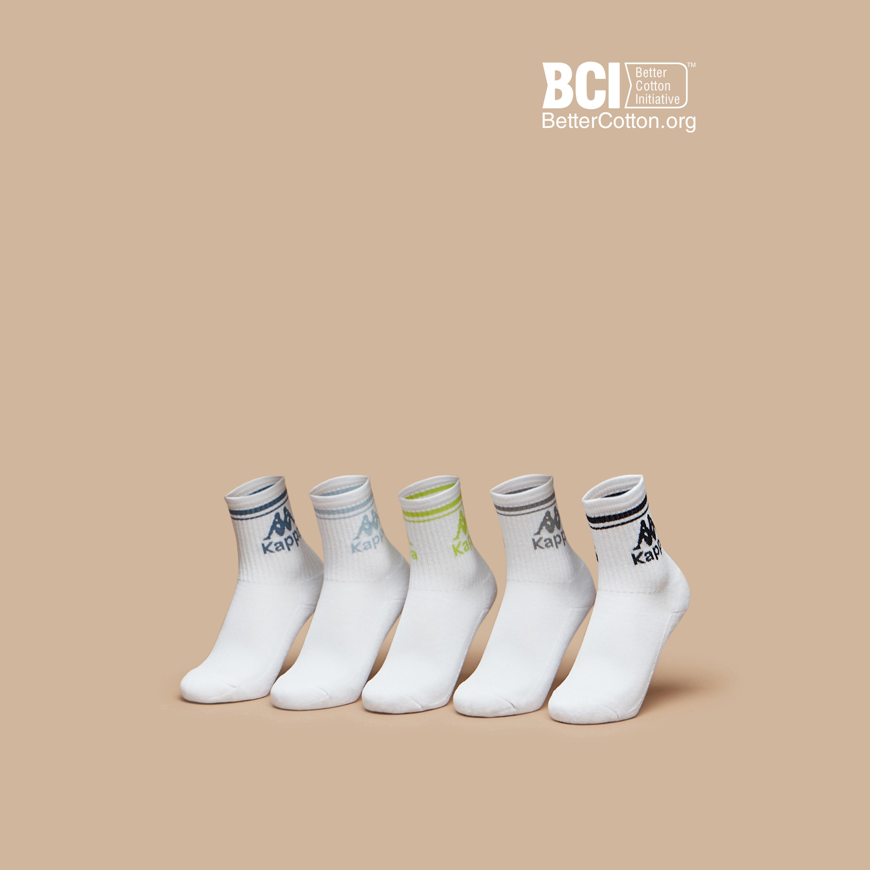 Kappa Logo Print Crew Length Cushioned Sports Socks - Set of 5-girls-accessories-socks-image-1