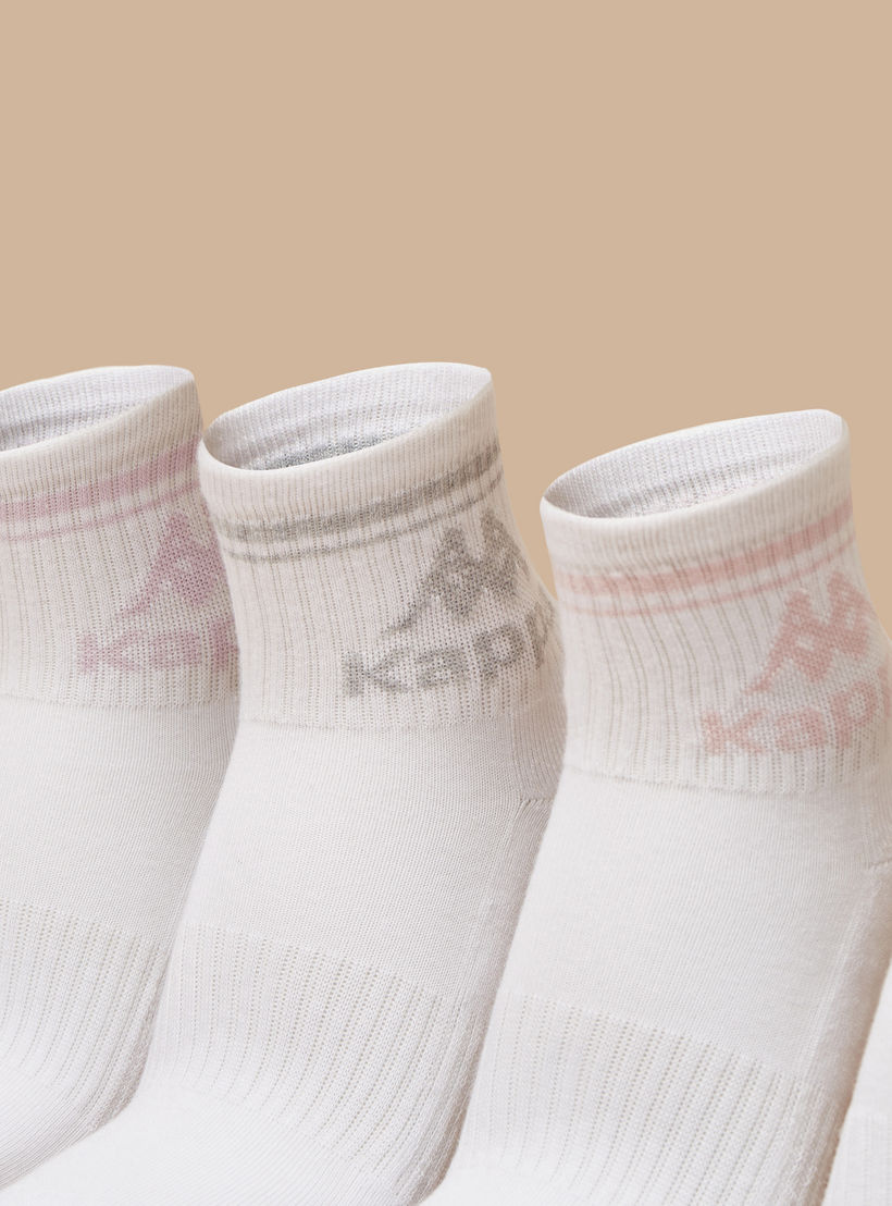 Kappa Logo Print Crew Length Cushioned Socks - Set of 5-women-socksandstockings-image-2
