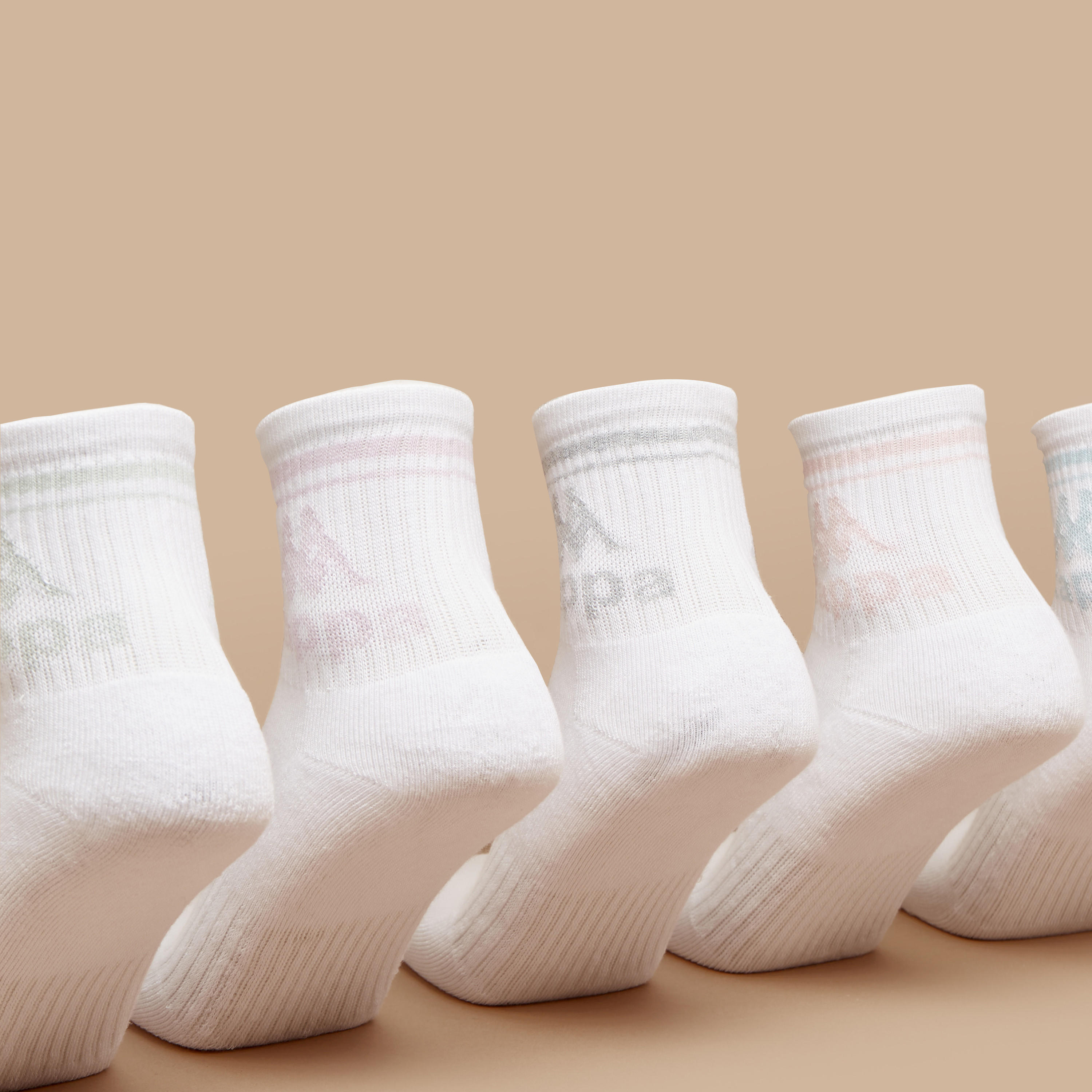 Kappa Logo Print Crew Length Cushioned Socks - Set of 5-women-socksandstockings-image-3