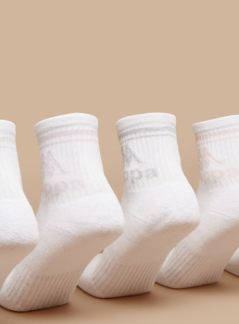 Kappa Logo Print Crew Length Cushioned Socks - Set of 5-women-socksandstockings-image-3
