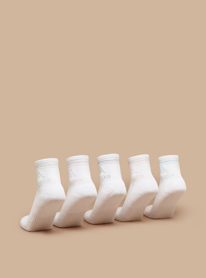 Kappa Logo Print Crew Length Cushioned Socks - Set of 5-women-socksandstockings-image-4