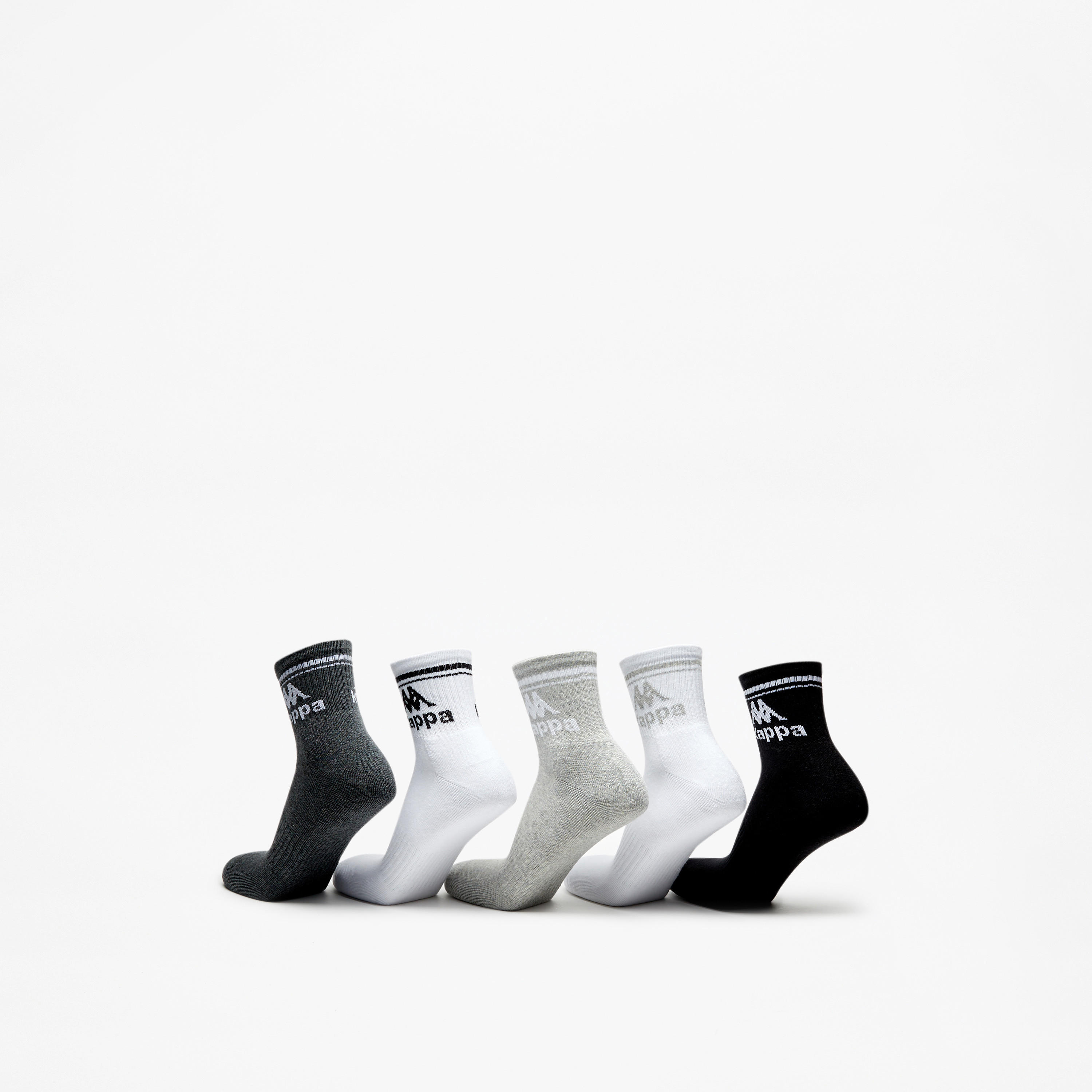 طقم جوارب رياضية موسّدة 5 أزواج بطول متوسط وتفاصيل الشعار من كابا -men-socks-image-3