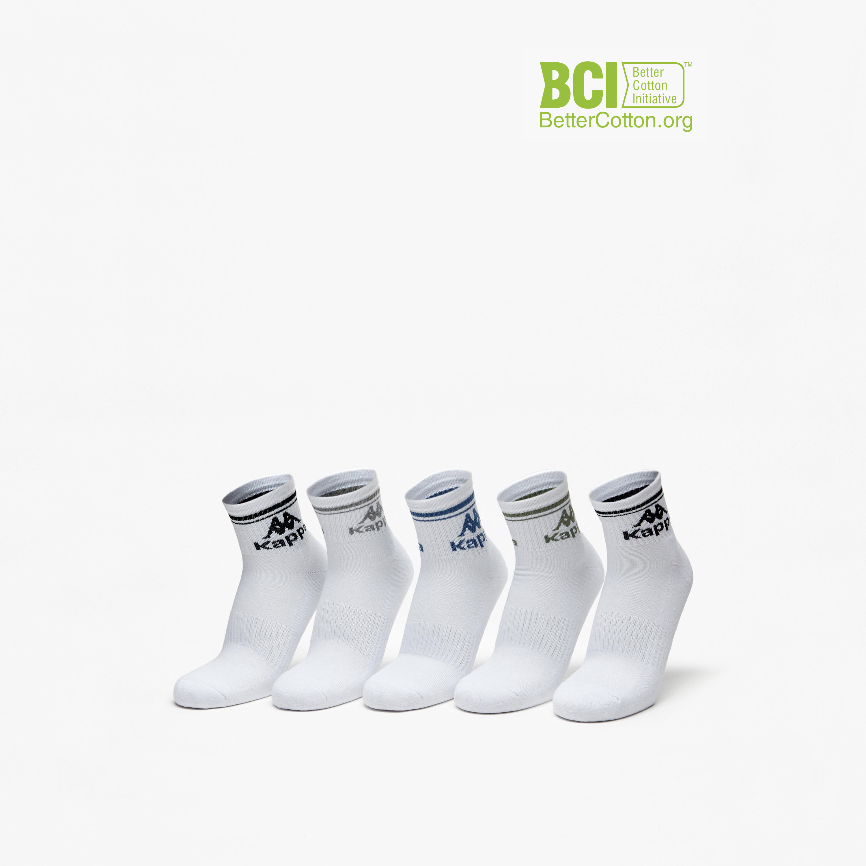 Kappa Logo Detail Crew Length Cushioned Sports Socks - Set of 5-men-socks-image-1