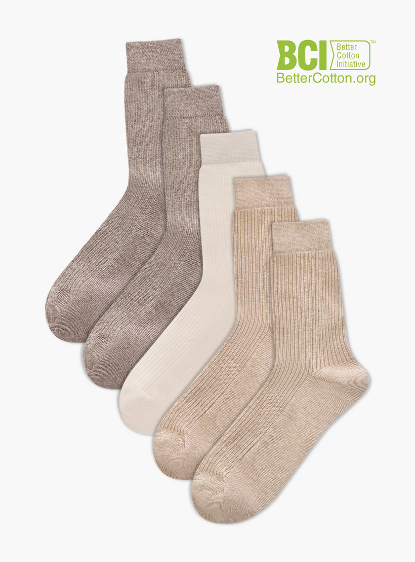 Celeste Ribbed Crew Length Socks - Set of 5-women-socksandstockings-image-1
