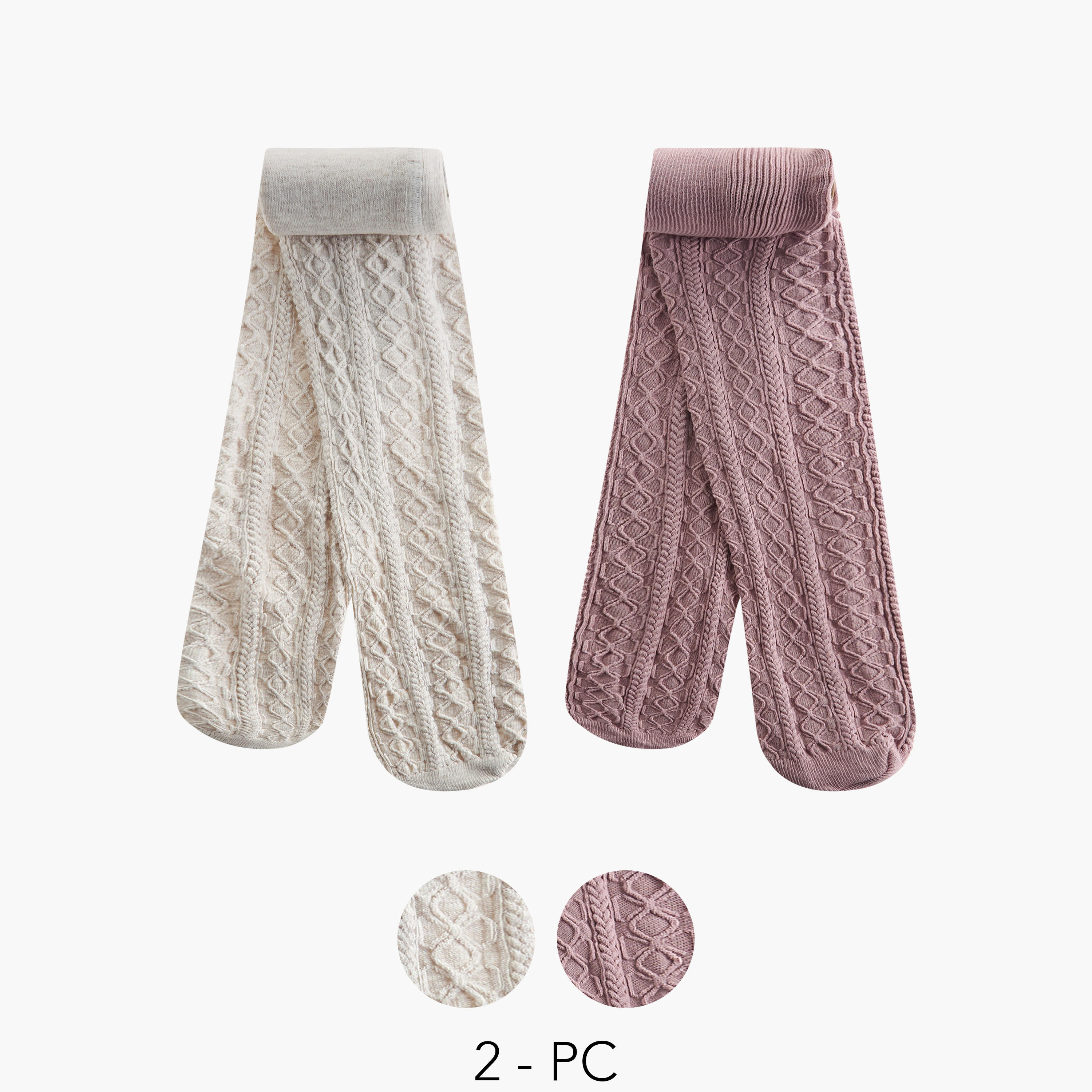 Little Missy Girls Tights with Elasticated Waistband - Set of 2-girls-accessories-socks-image-1
