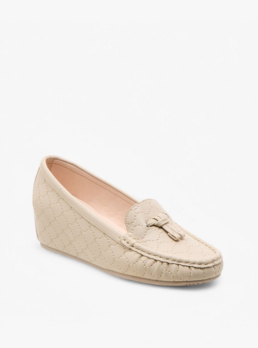 Le Confort Monogram Embossed Comfort Moccasins with Wedge Heels-women-shoes-heels-image-2