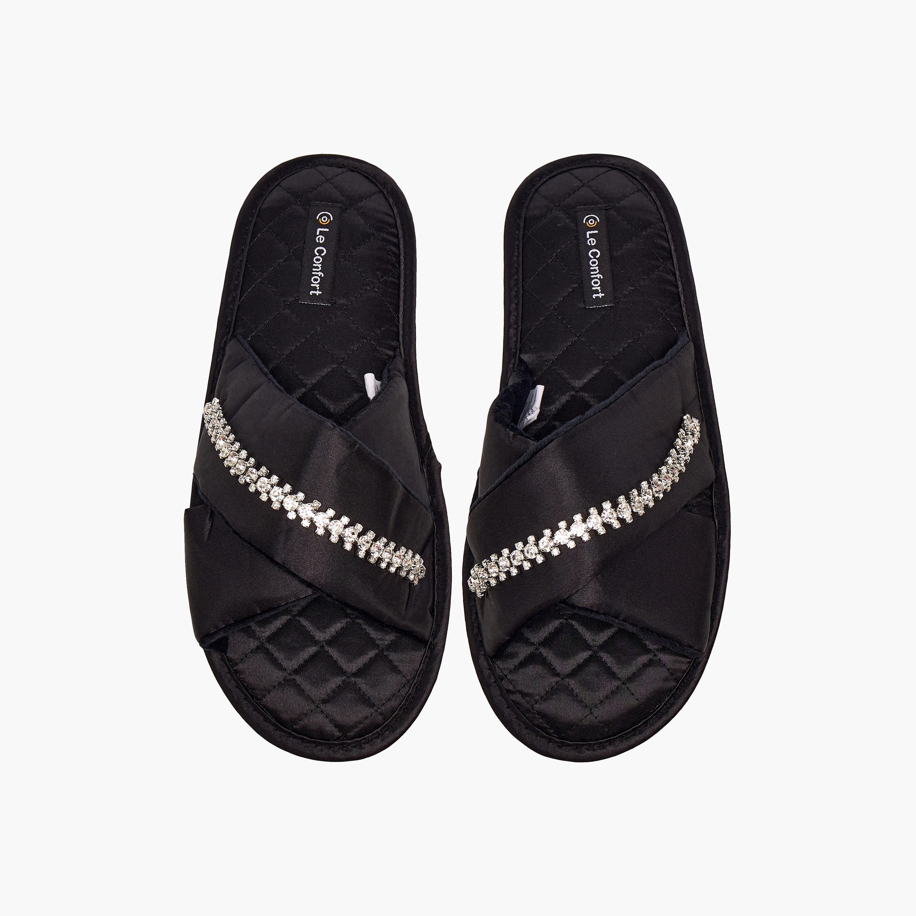 Le Confort Women Satin Stone Embellished Bedroom Slides-women-shoes-bedroomslippers-image-1