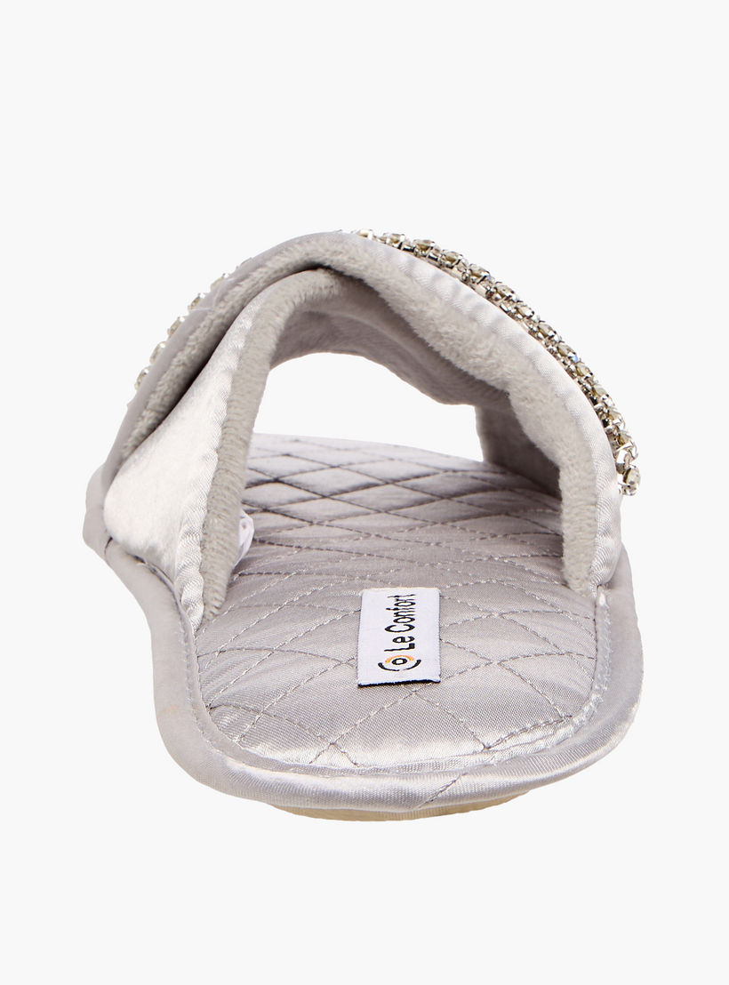 Le Confort Women Satin Stone Embellished Bedroom Slides-women-shoes-bedroomslippers-image-4