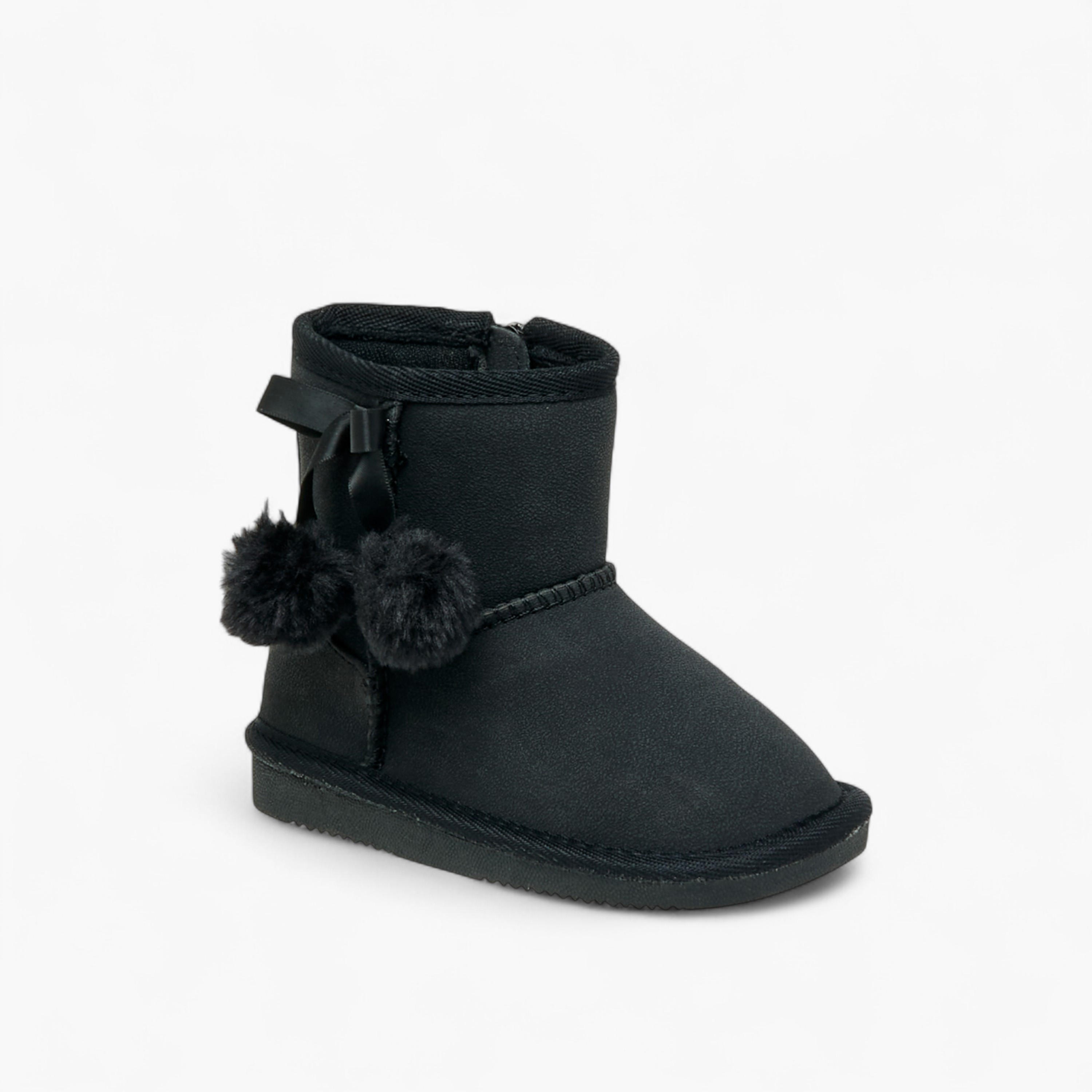 Flora Bella Pom Pom Accent Ankle Boots with Zip Closure-girls-shoes-boots-image-2