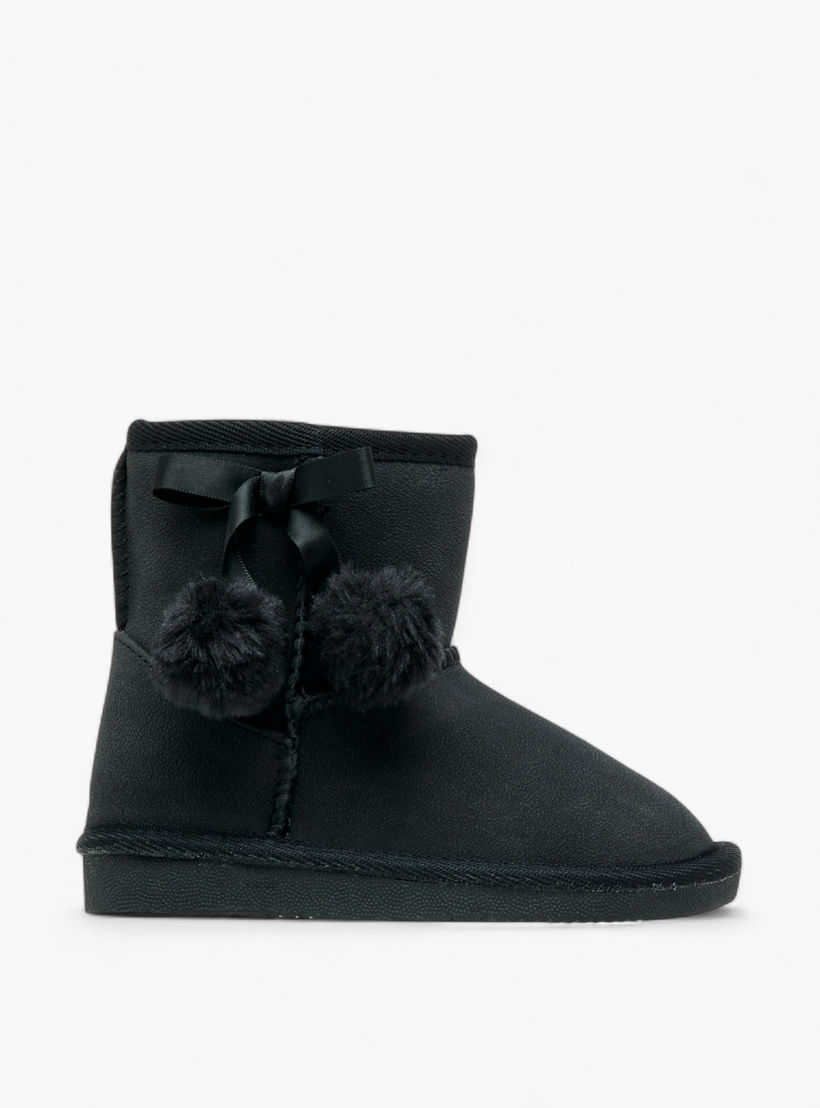 Flora Bella Pom Pom Accent Ankle Boots with Zip Closure-girls-shoes-boots-image-3