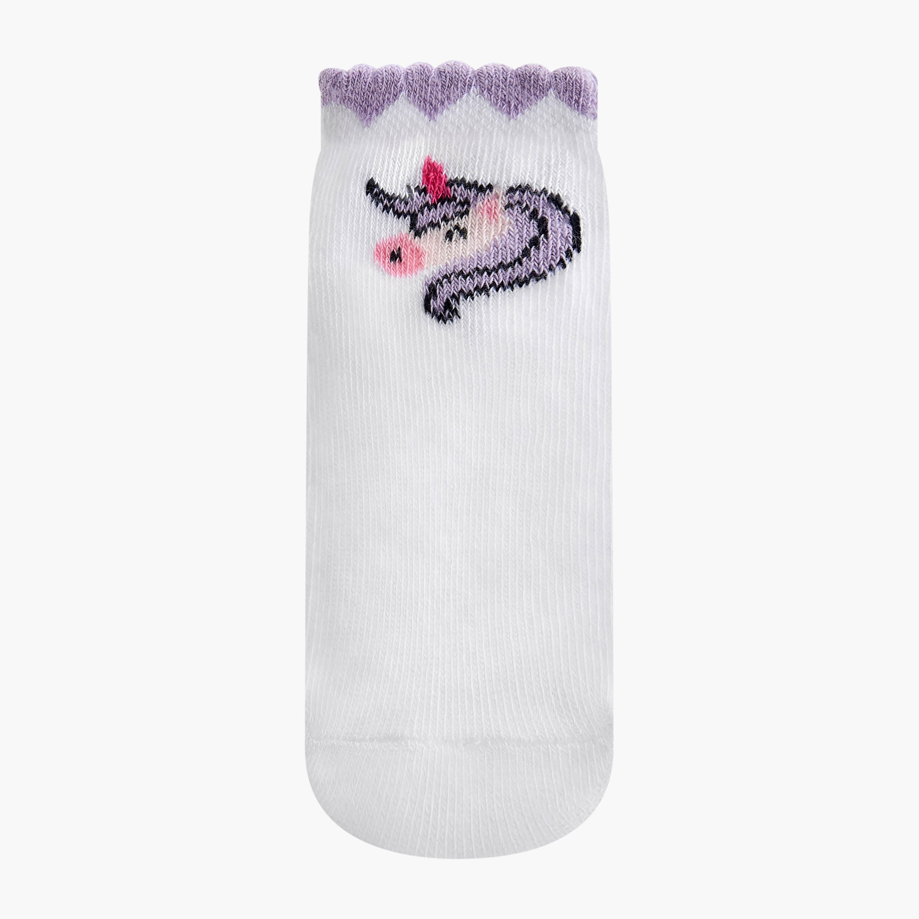 Barefeet Unicorn Print Non Terry Ankle Length Socks - Set of 5-girls-accessories-socks-image-2