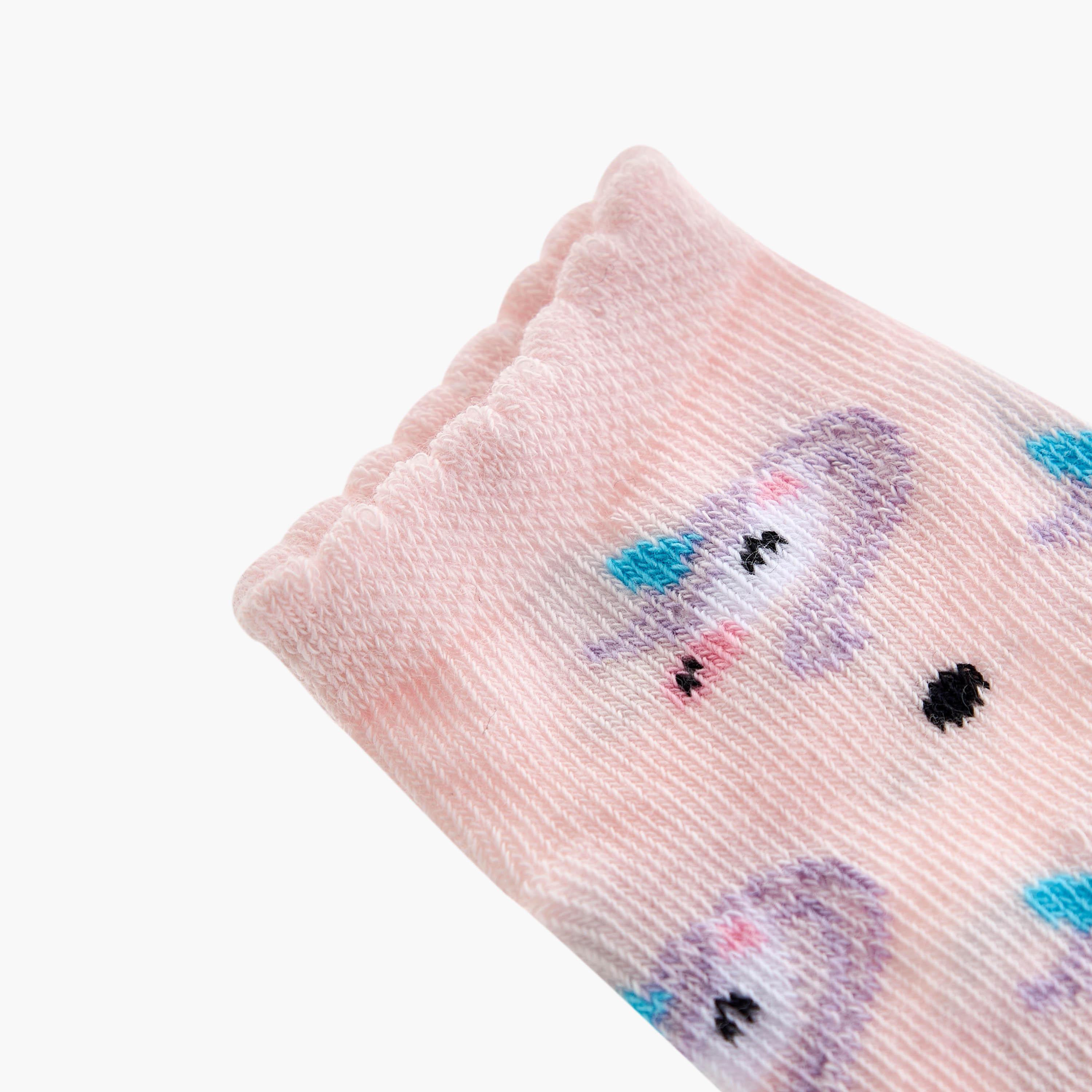 Barefeet Unicorn Print Non Terry Ankle Length Socks - Set of 5-girls-accessories-socks-image-5