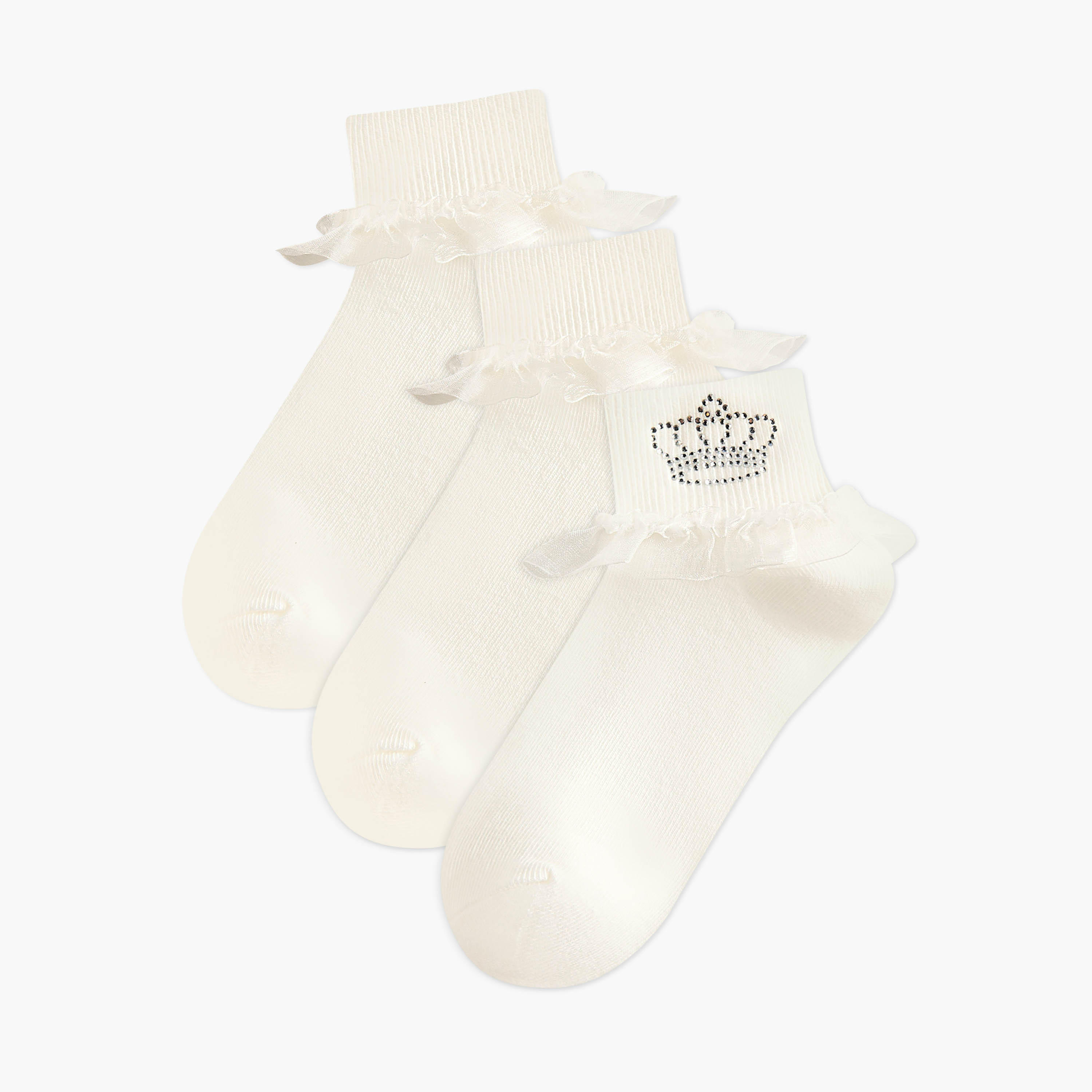 Pack of 3 Celeste Girls Socks with Frill Detail-girls-accessories-socks-image-1