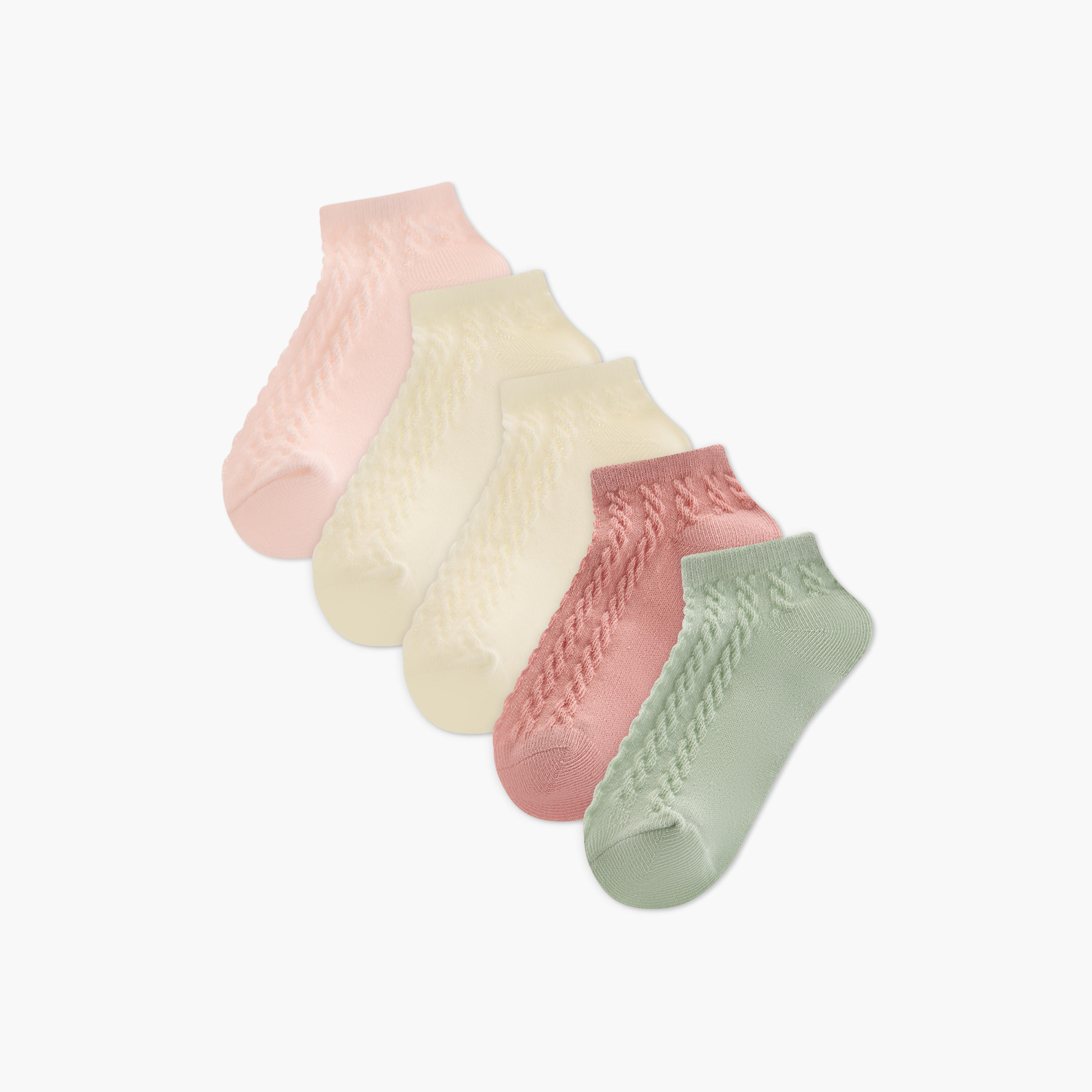 طقم جوارب بارزة الملمس 5 أزواج بطول الكاحل من بيرفيت-girls-accessories-socks-image-1
