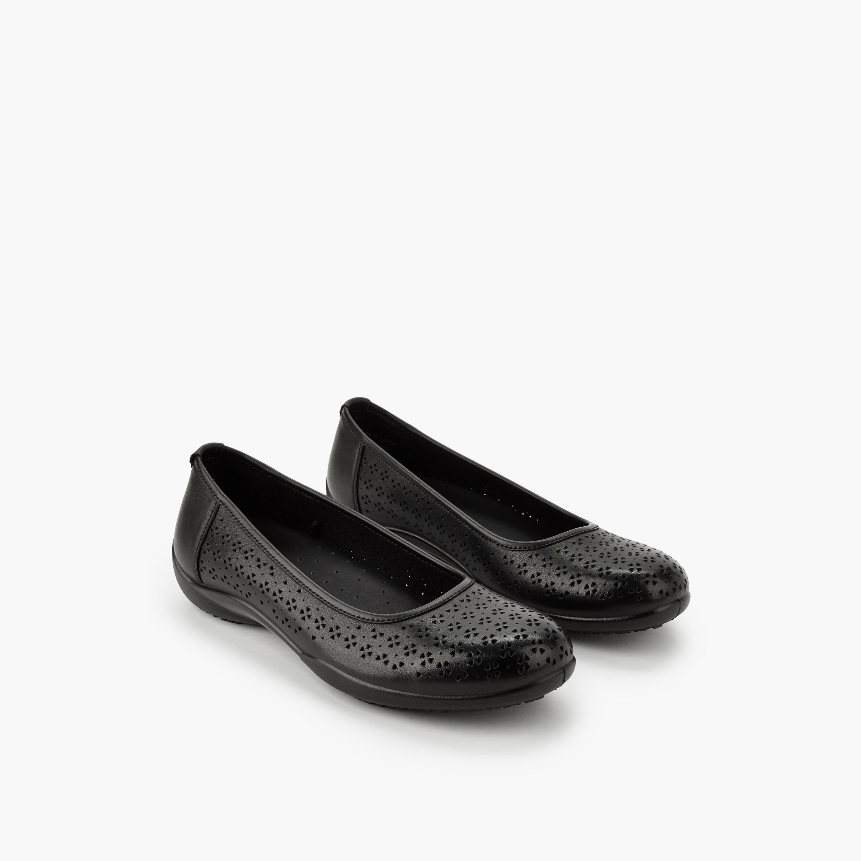 Le Confort Women Cutwork Leather Ballerina Shoes-women-shoes-ballerinas-image-1