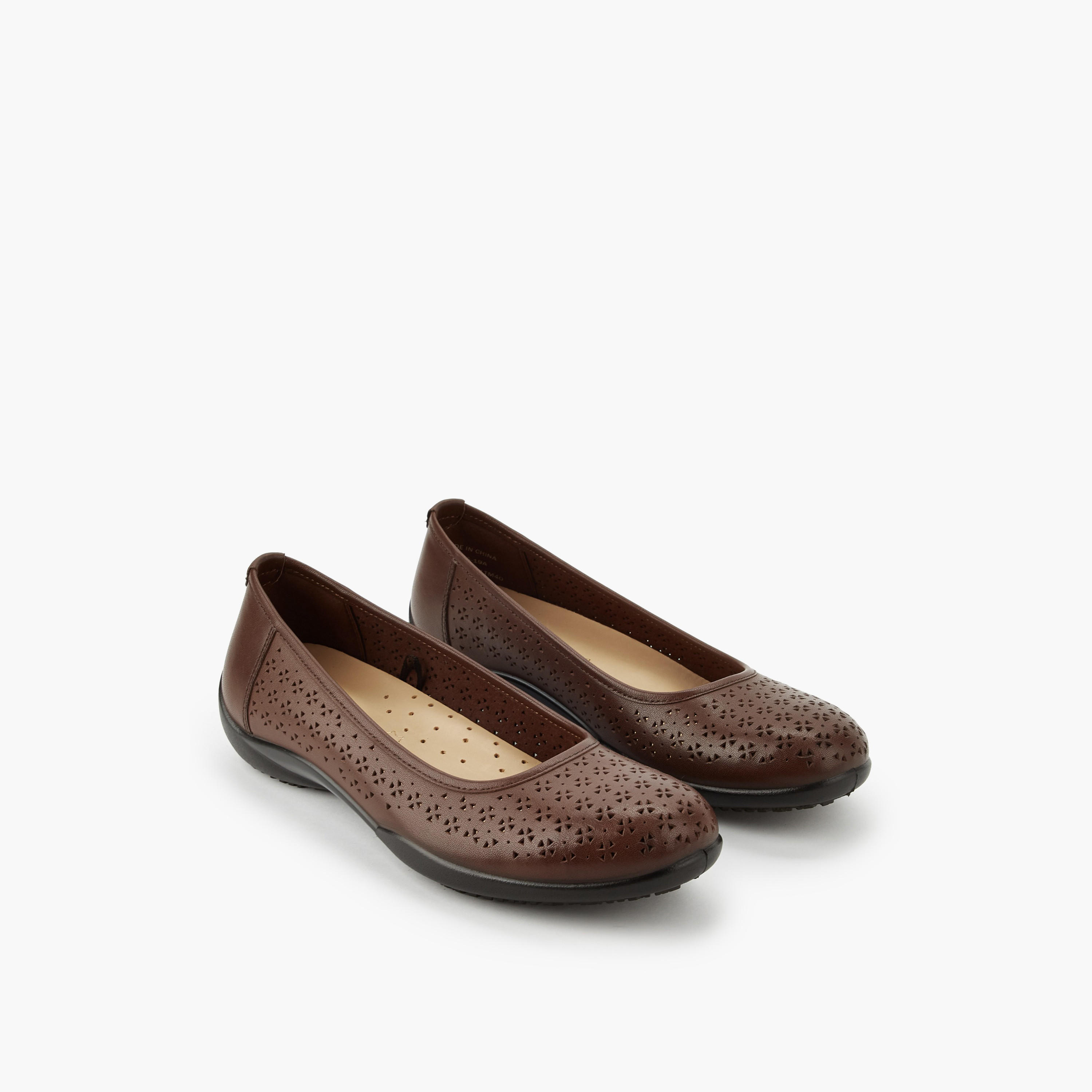 Le Confort Women Cutwork Leather Ballerina Shoes-women-shoes-ballerinas-image-1
