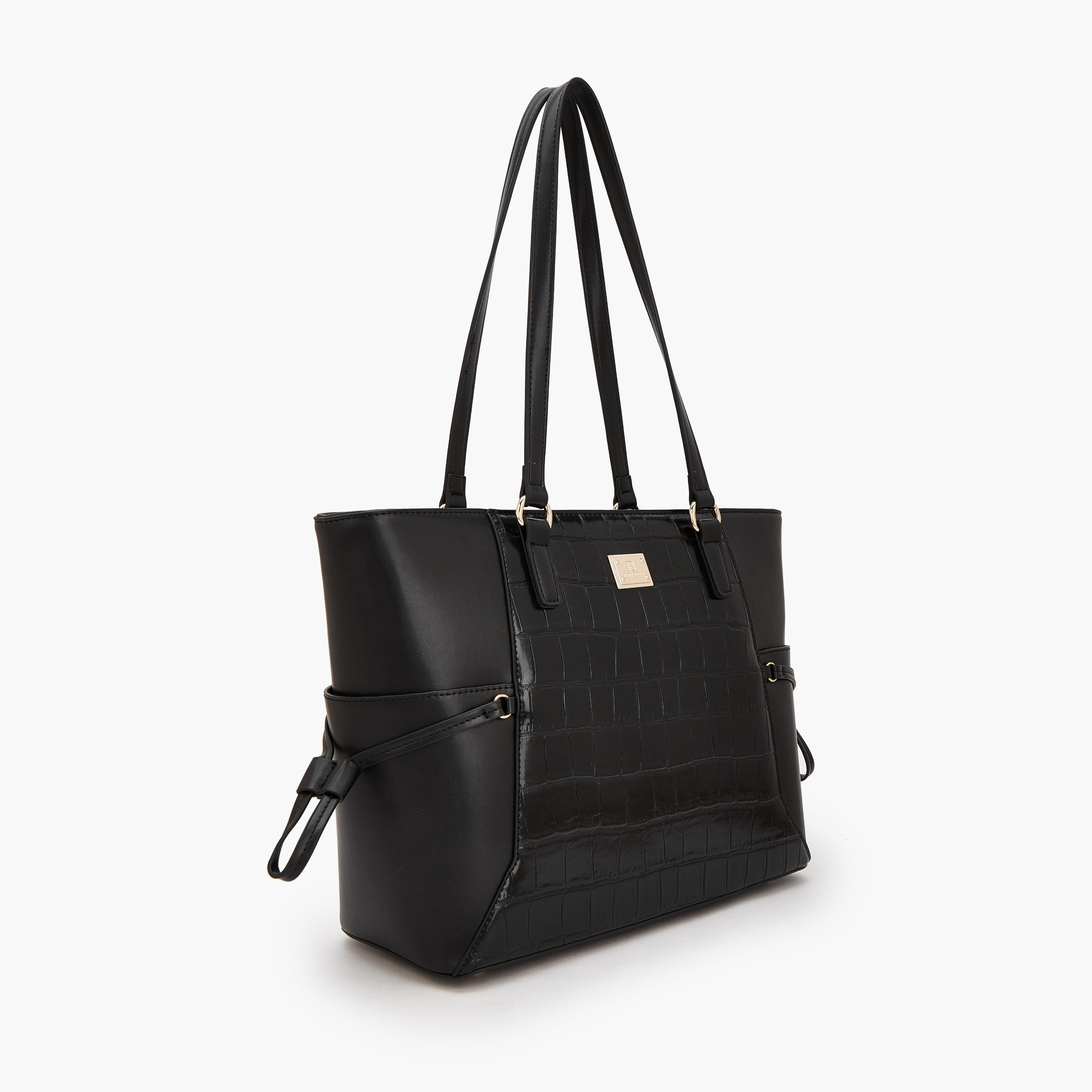 Flora Bella by Shoexpress Textured Tote Bag with Zipper Closure-women-bagsandwallets-handbags-image-3