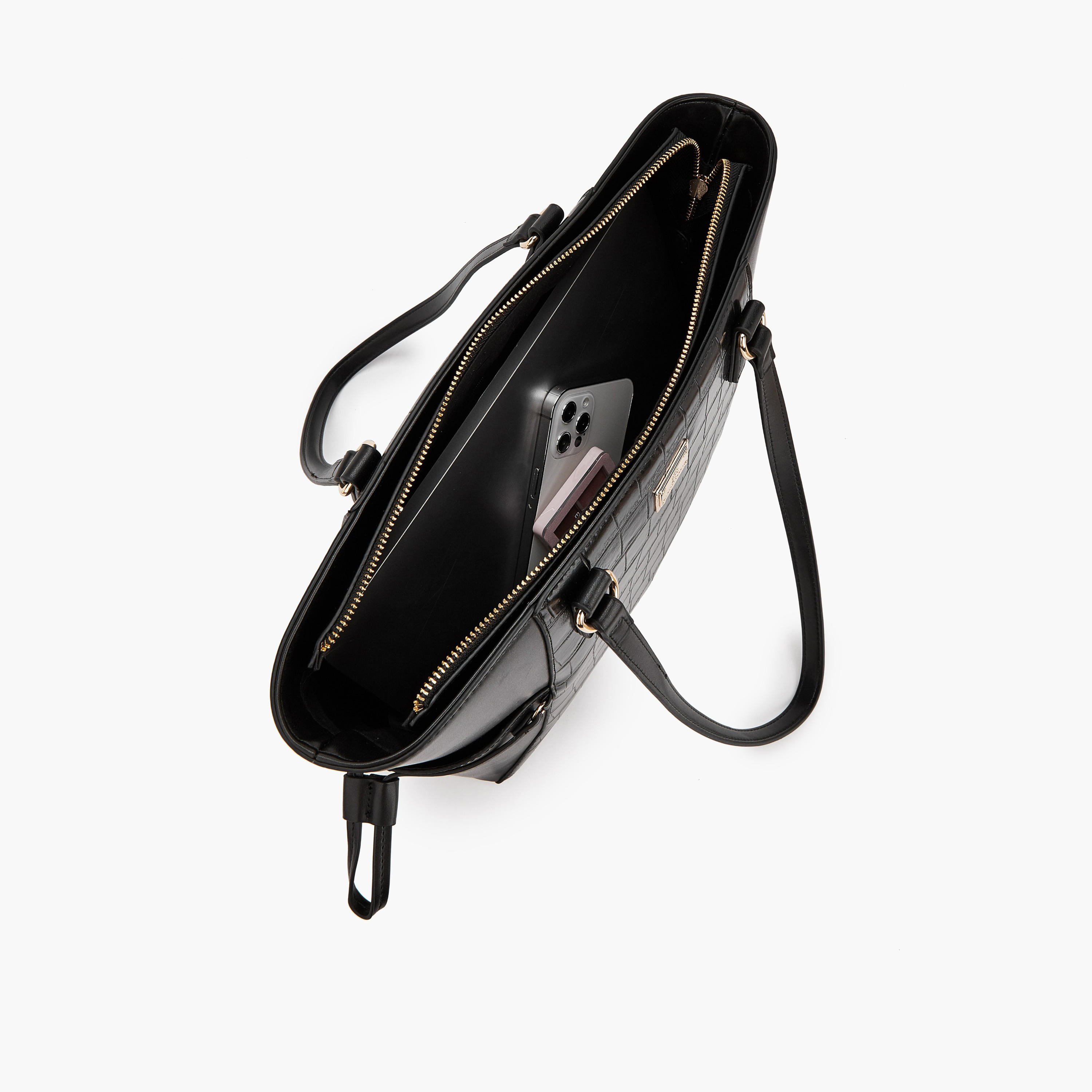 Flora Bella by Shoexpress Textured Tote Bag with Zipper Closure-women-bagsandwallets-handbags-image-7