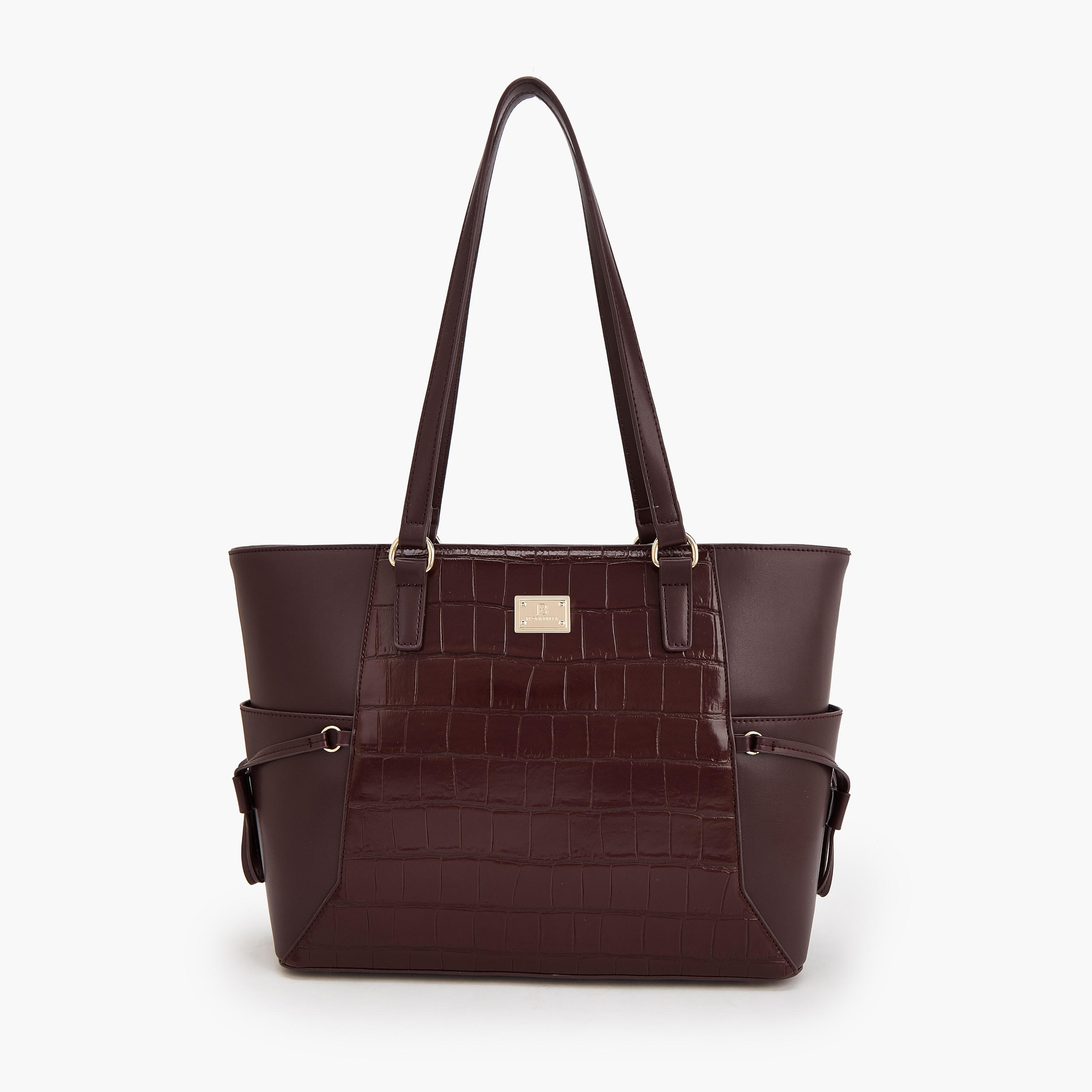 Flora Bella by Shoexpress Textured Tote Bag with Zipper Closure-women-bagsandwallets-handbags-image-1