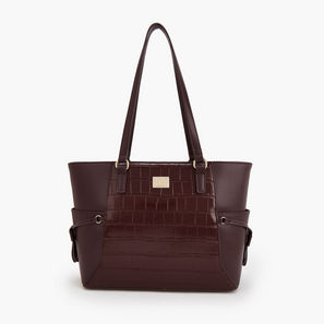 Flora Bella by Shoexpress Textured Tote Bag with Zipper Closure-women-image-1