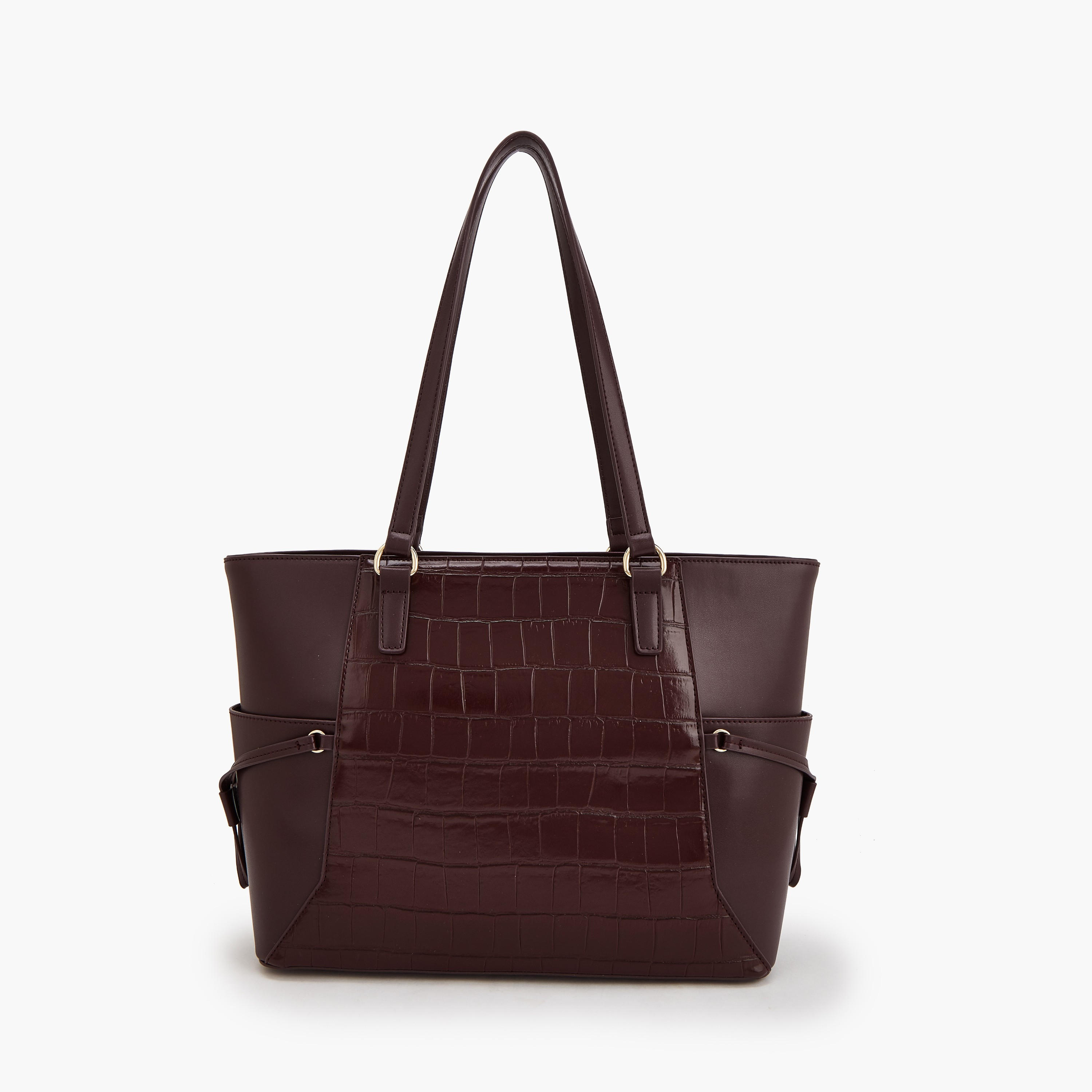 Flora Bella by Shoexpress Textured Tote Bag with Zipper Closure-women-bagsandwallets-handbags-image-2