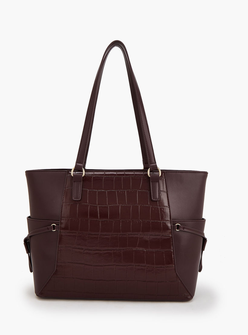 Flora Bella by Shoexpress Textured Tote Bag with Zipper Closure-women-bagsandwallets-handbags-image-2