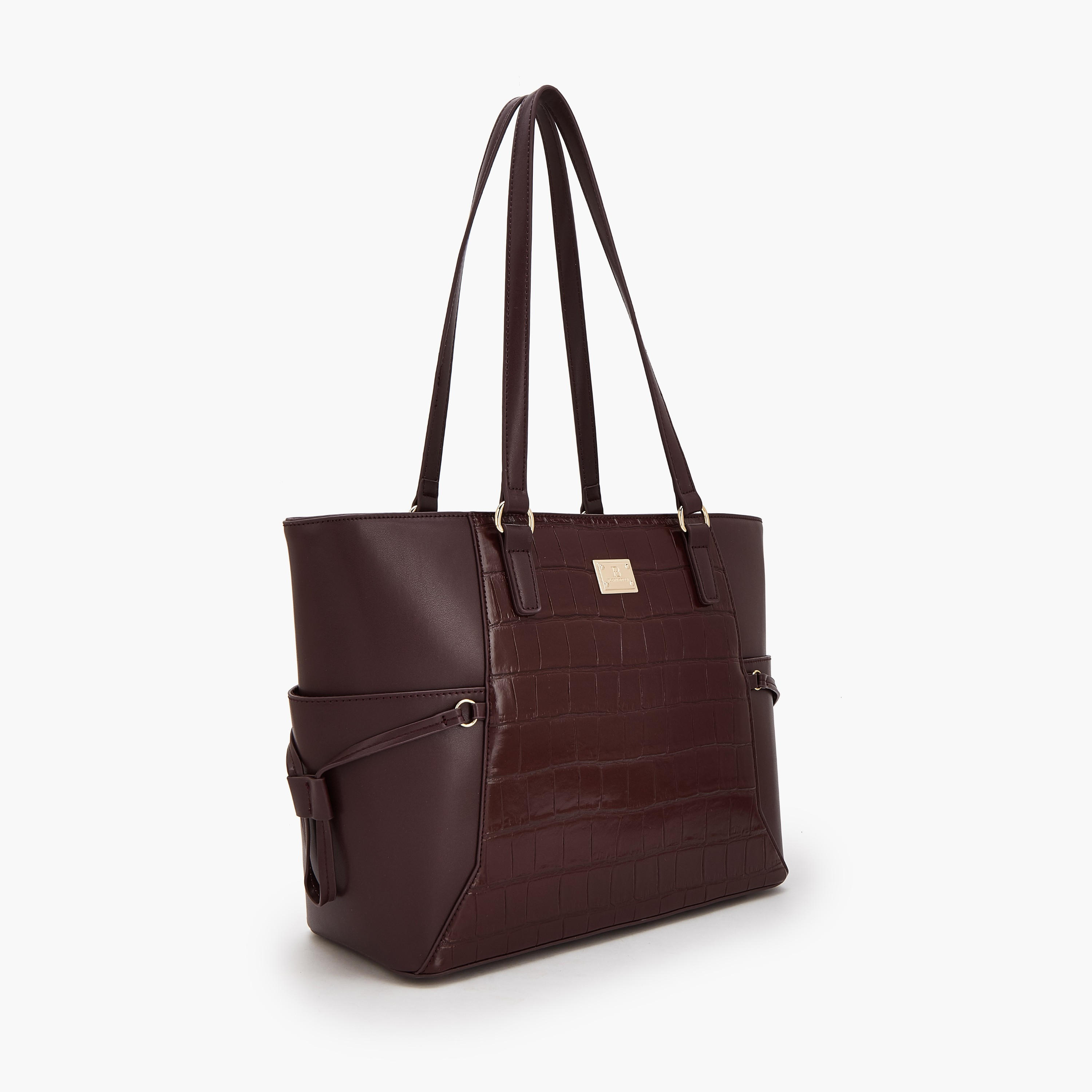 Flora Bella by Shoexpress Textured Tote Bag with Zipper Closure-women-bagsandwallets-handbags-image-3