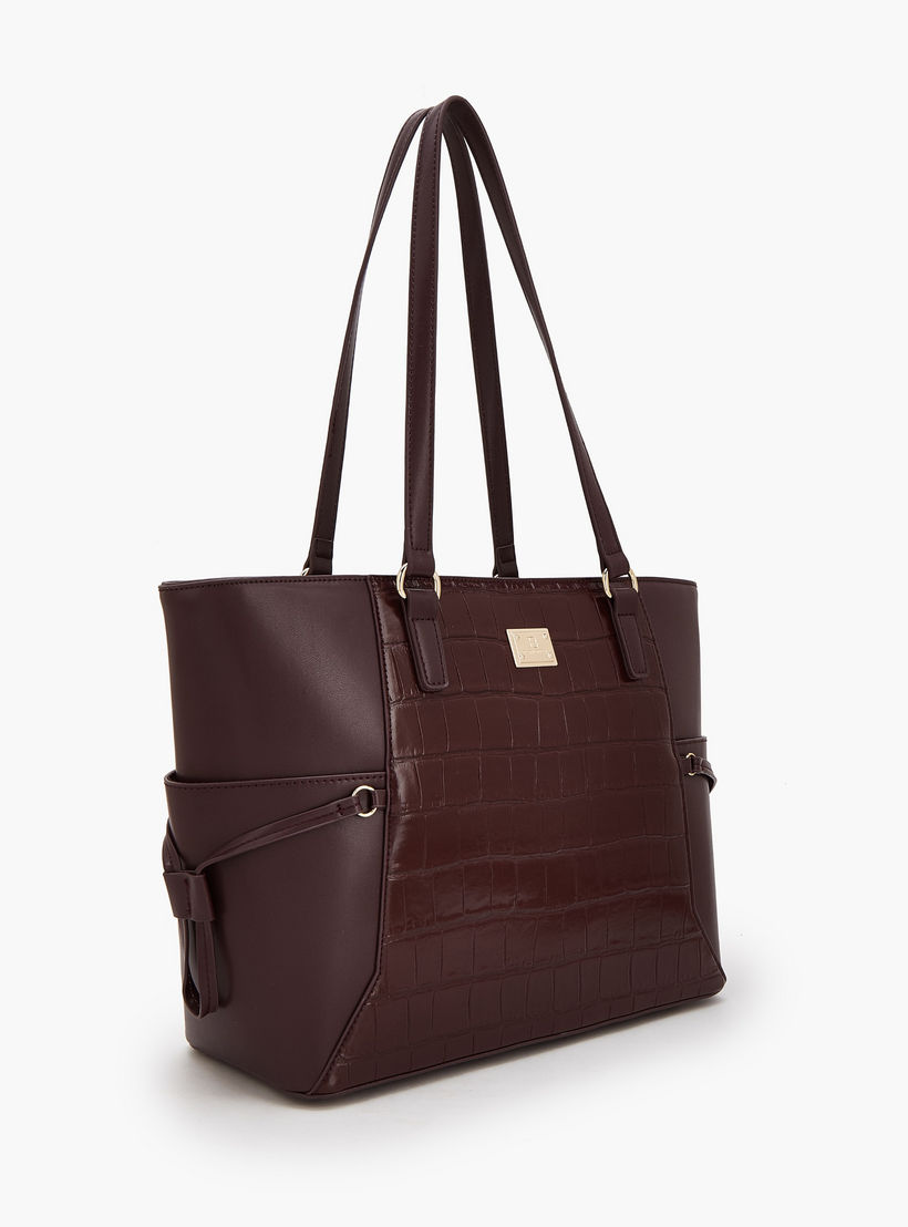 Flora Bella by Shoexpress Textured Tote Bag with Zipper Closure-women-bagsandwallets-handbags-image-3
