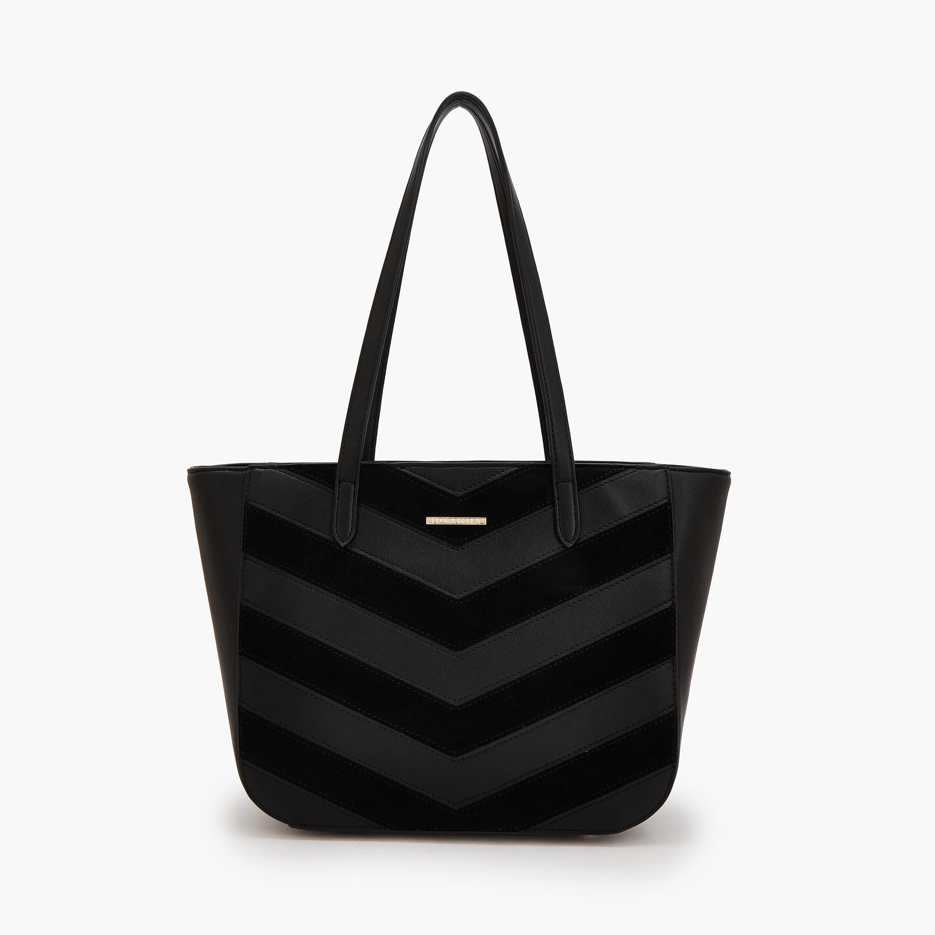 Flora Bella by Shoexpress Chevron Textured Tote Bag with Zipper Closure-women-bagsandwallets-handbags-image-1