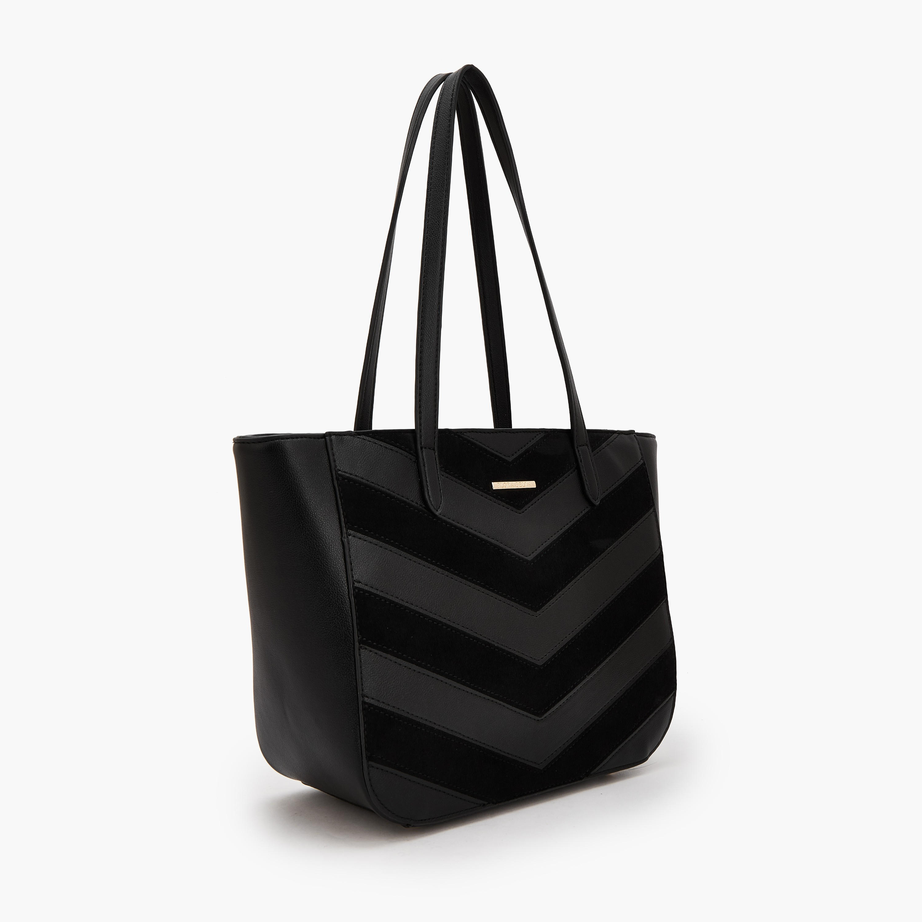 Flora Bella by Shoexpress Chevron Textured Tote Bag with Zipper Closure-women-bagsandwallets-handbags-image-3