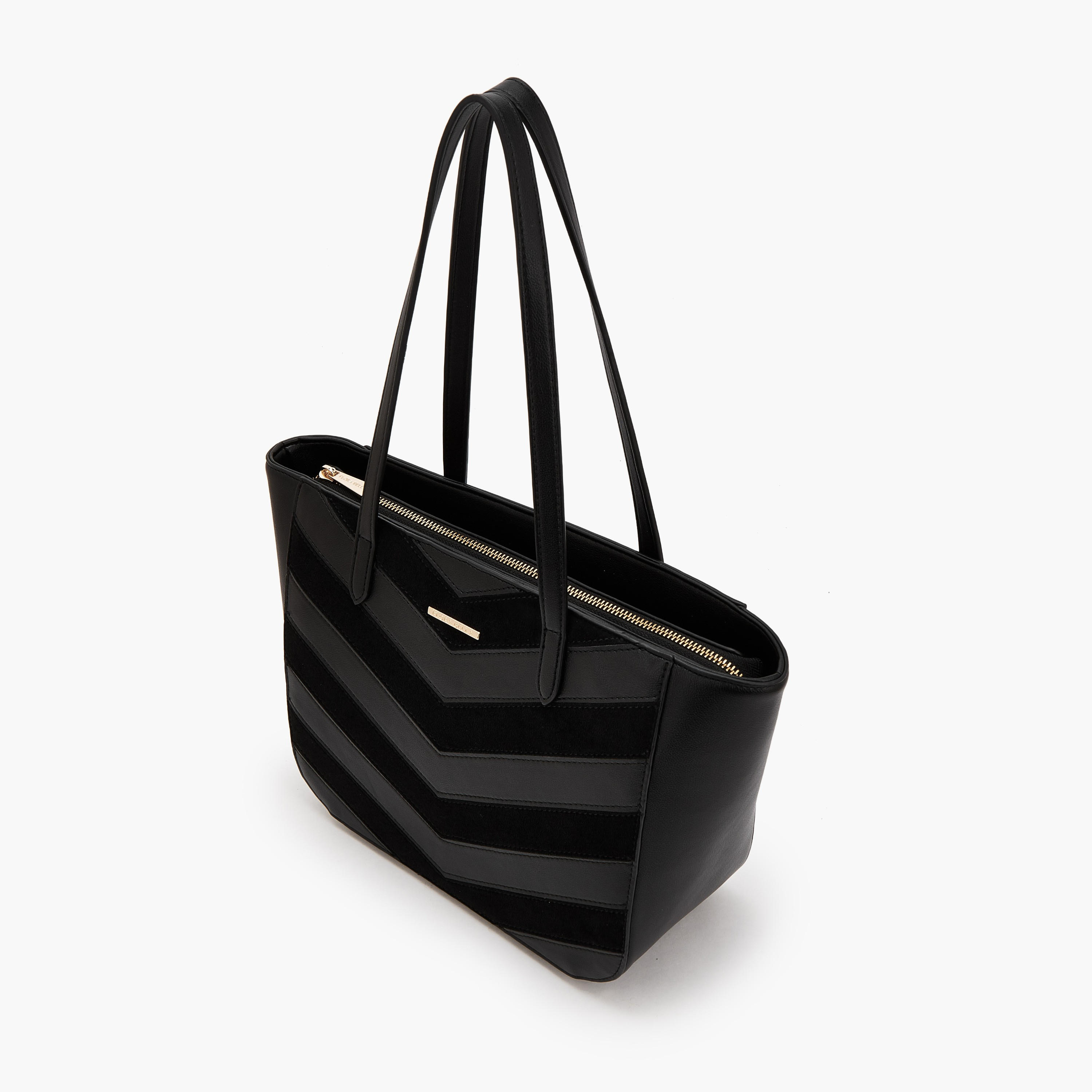 Flora Bella by Shoexpress Chevron Textured Tote Bag with Zipper Closure-women-bagsandwallets-handbags-image-5