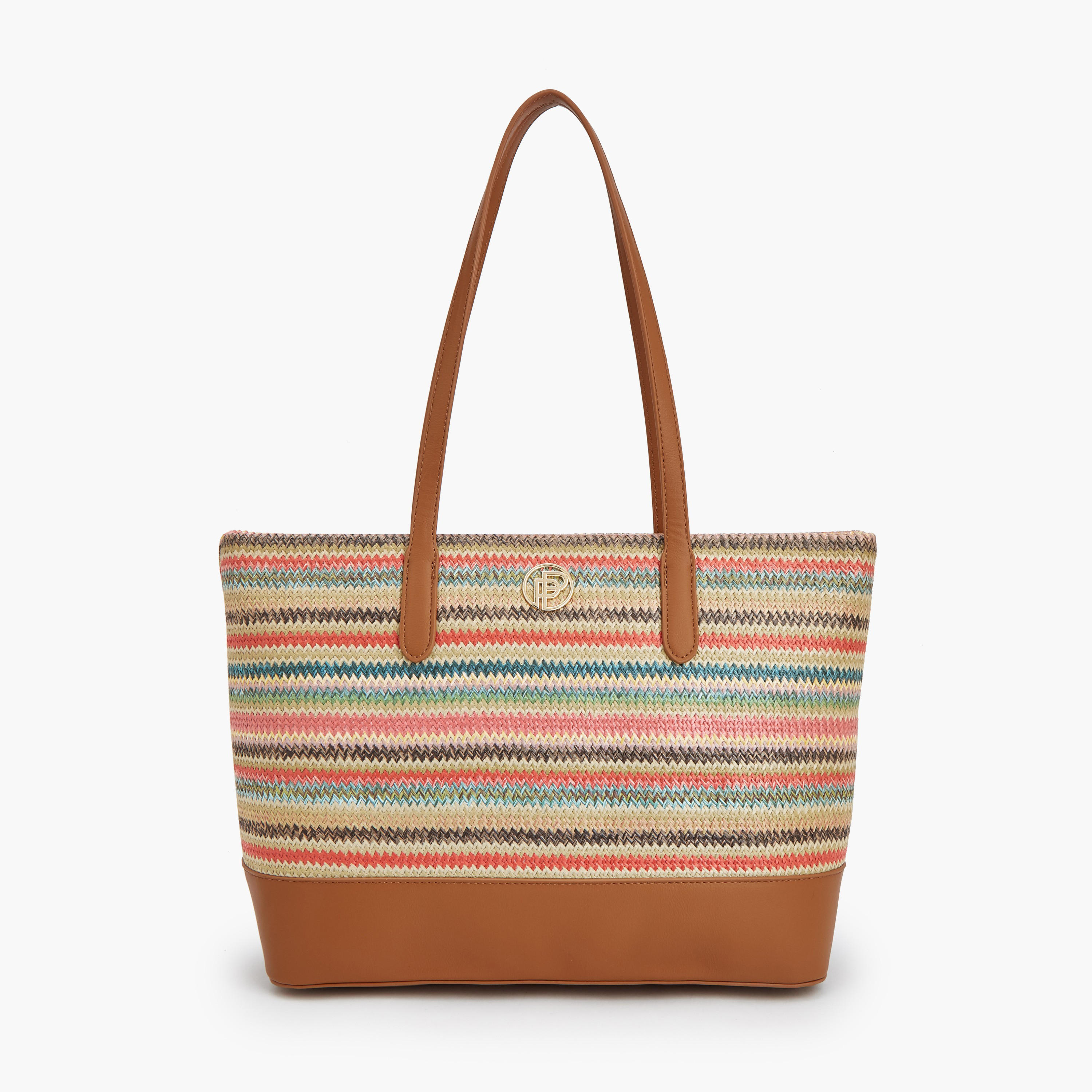 شنطة توتي مخططة بسحّاب إغلاق من بيبرمينت-women-bagsandwallets-handbags-image-1