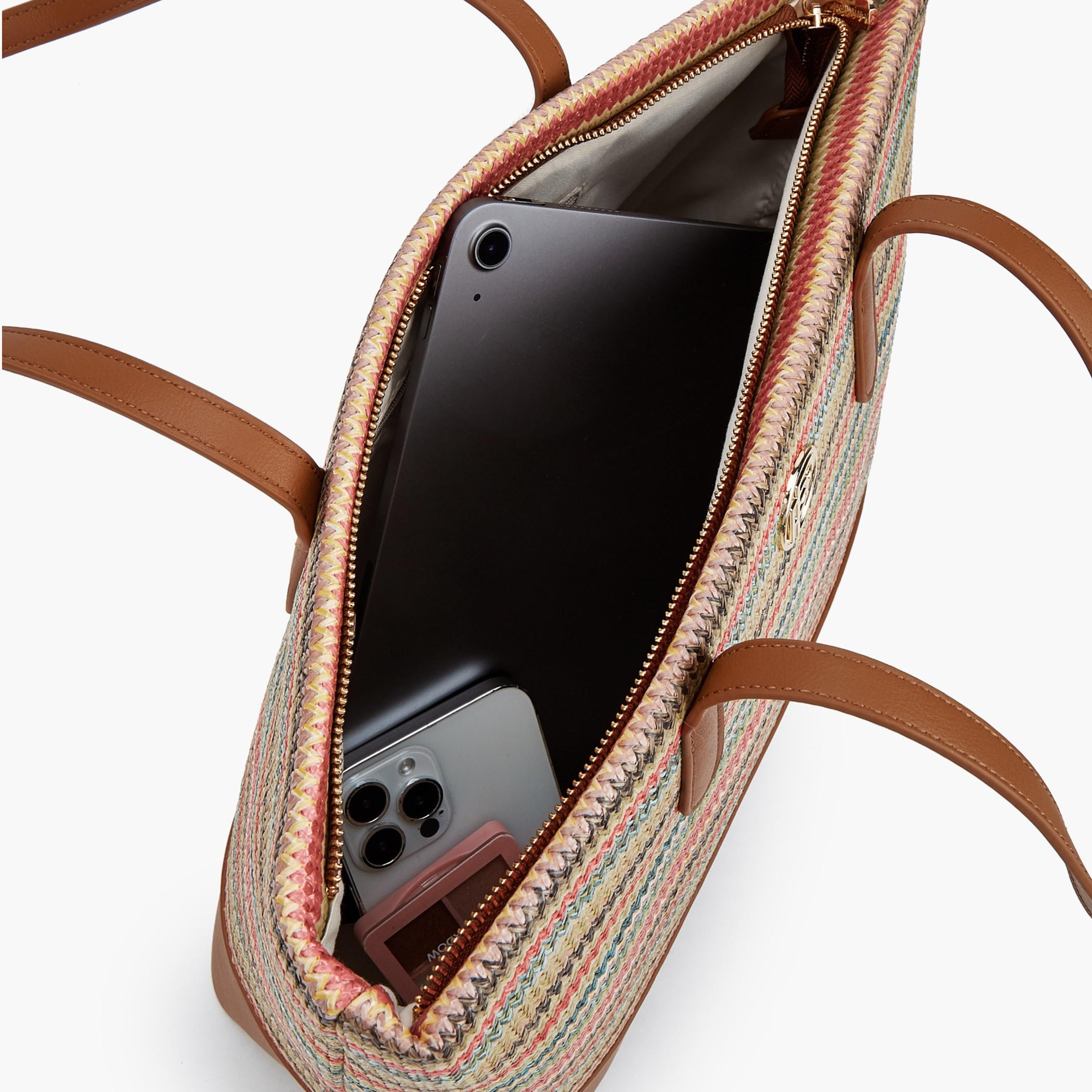 شنطة توتي مخططة بسحّاب إغلاق من بيبرمينت-women-bagsandwallets-handbags-image-7