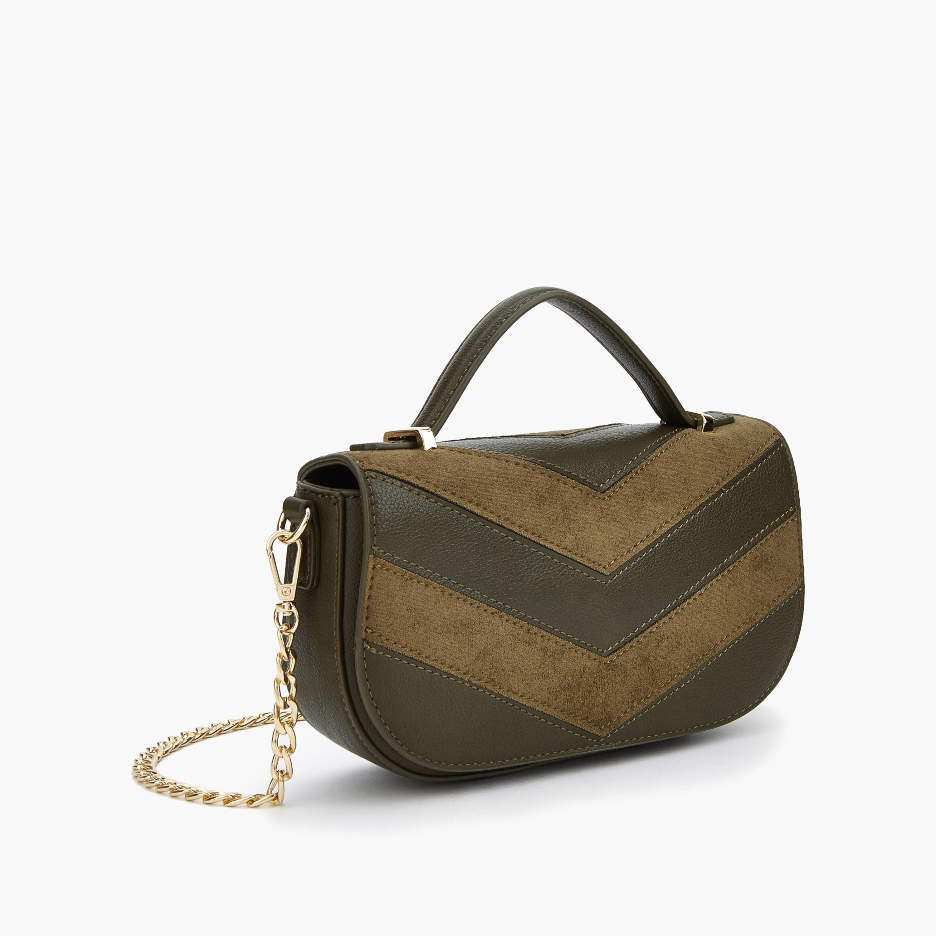 Flora Bella Suede Chevron Panelled Crossbody Bag with Chain Strap-women-bagsandwallets-handbags-image-2