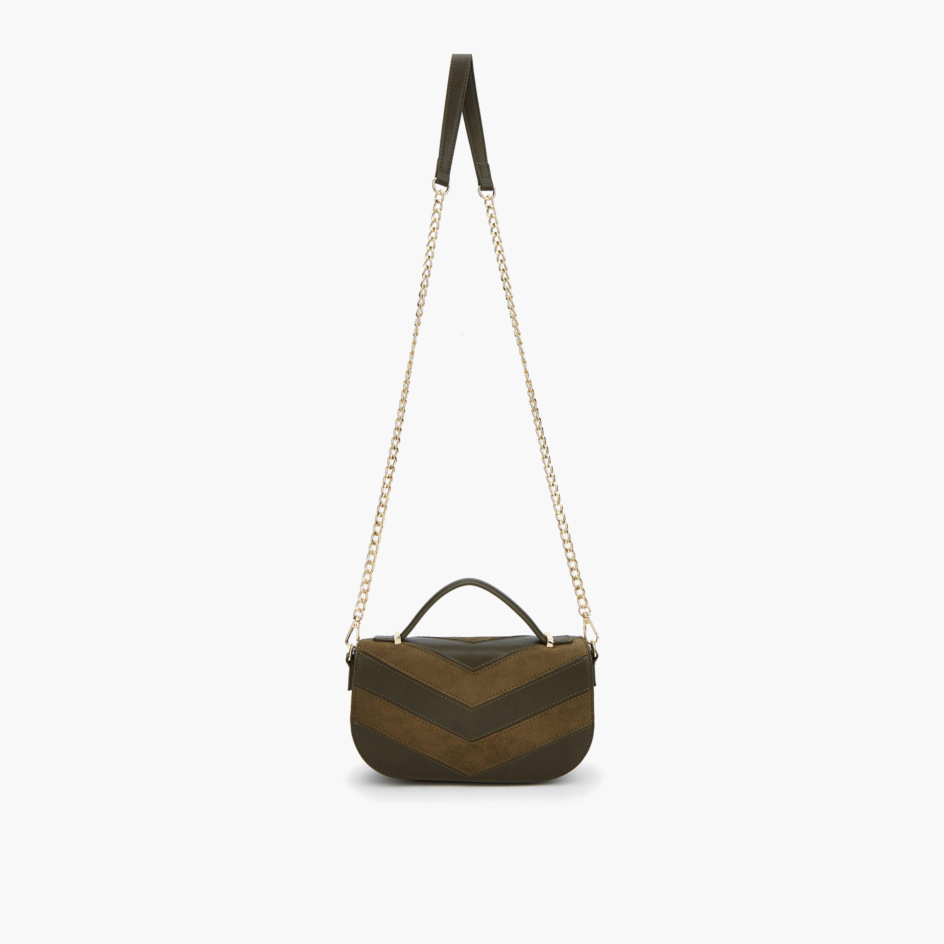 Flora Bella Suede Chevron Panelled Crossbody Bag with Chain Strap-women-bagsandwallets-handbags-image-5