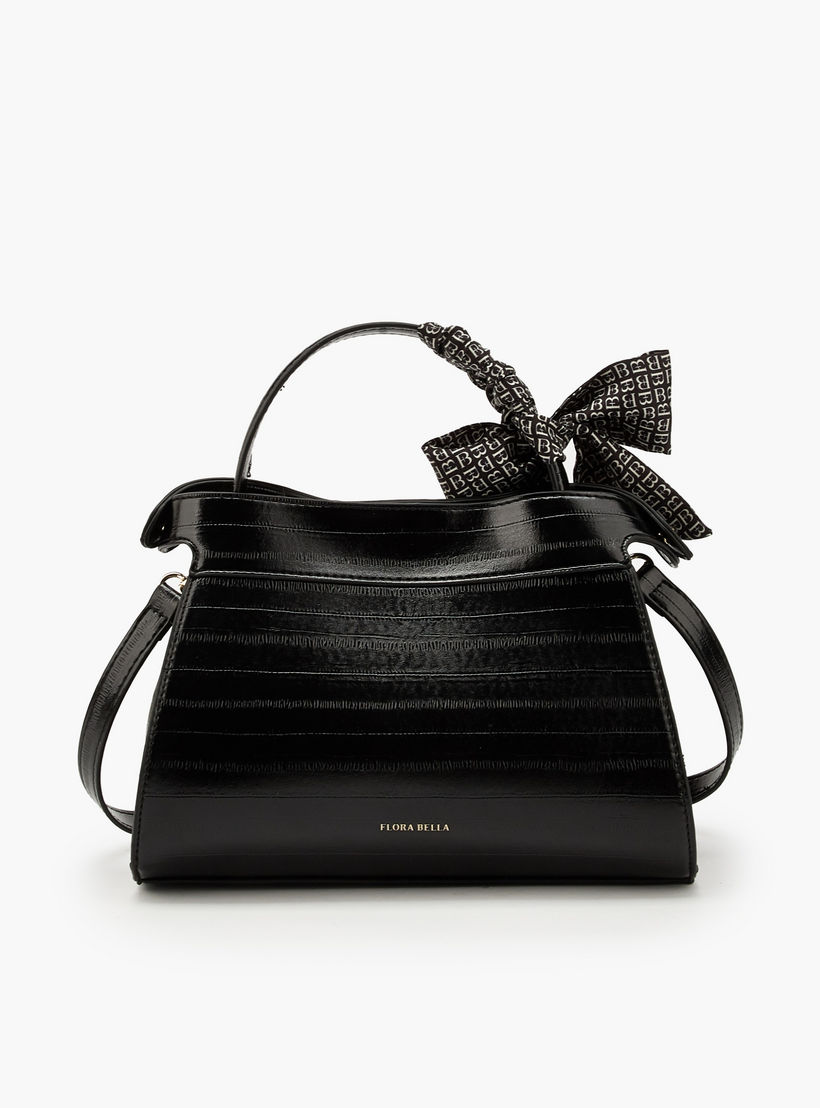 Flora Bella Textured Satchel Bag with Scarf Detail-women-bagsandwallets-handbags-image-6