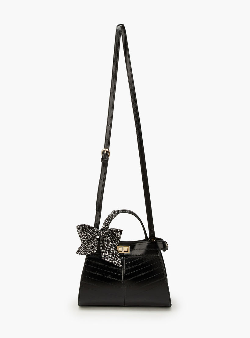 Flora Bella Textured Satchel Bag with Scarf Detail-women-bagsandwallets-handbags-image-7