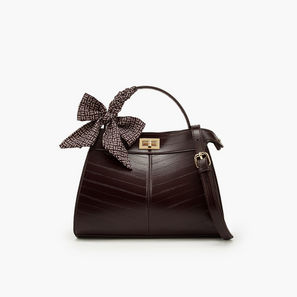 Flora Bella Textured Satchel Bag with Scarf Detail-women-image-1