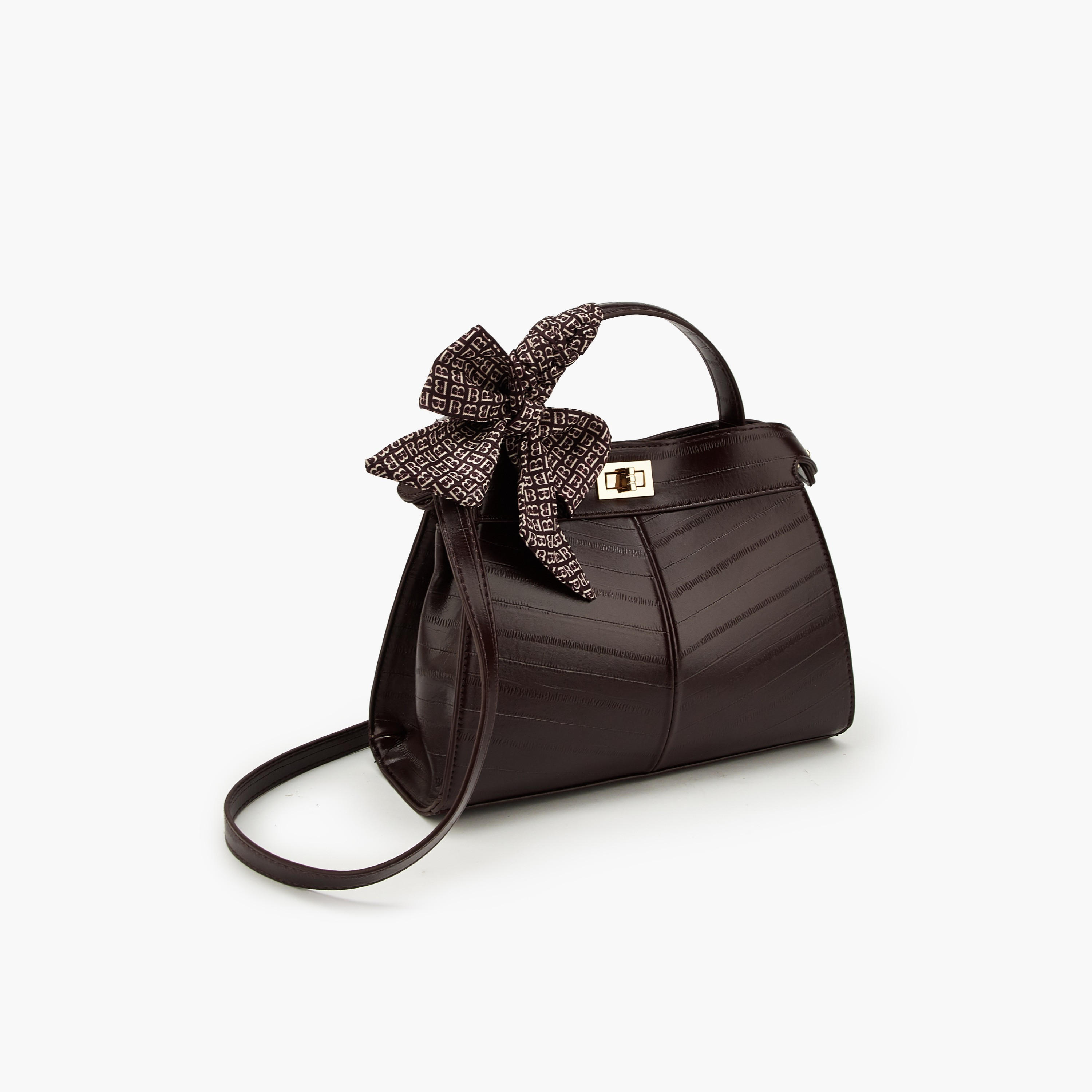 Flora Bella Textured Satchel Bag with Scarf Detail-women-bagsandwallets-handbags-image-2