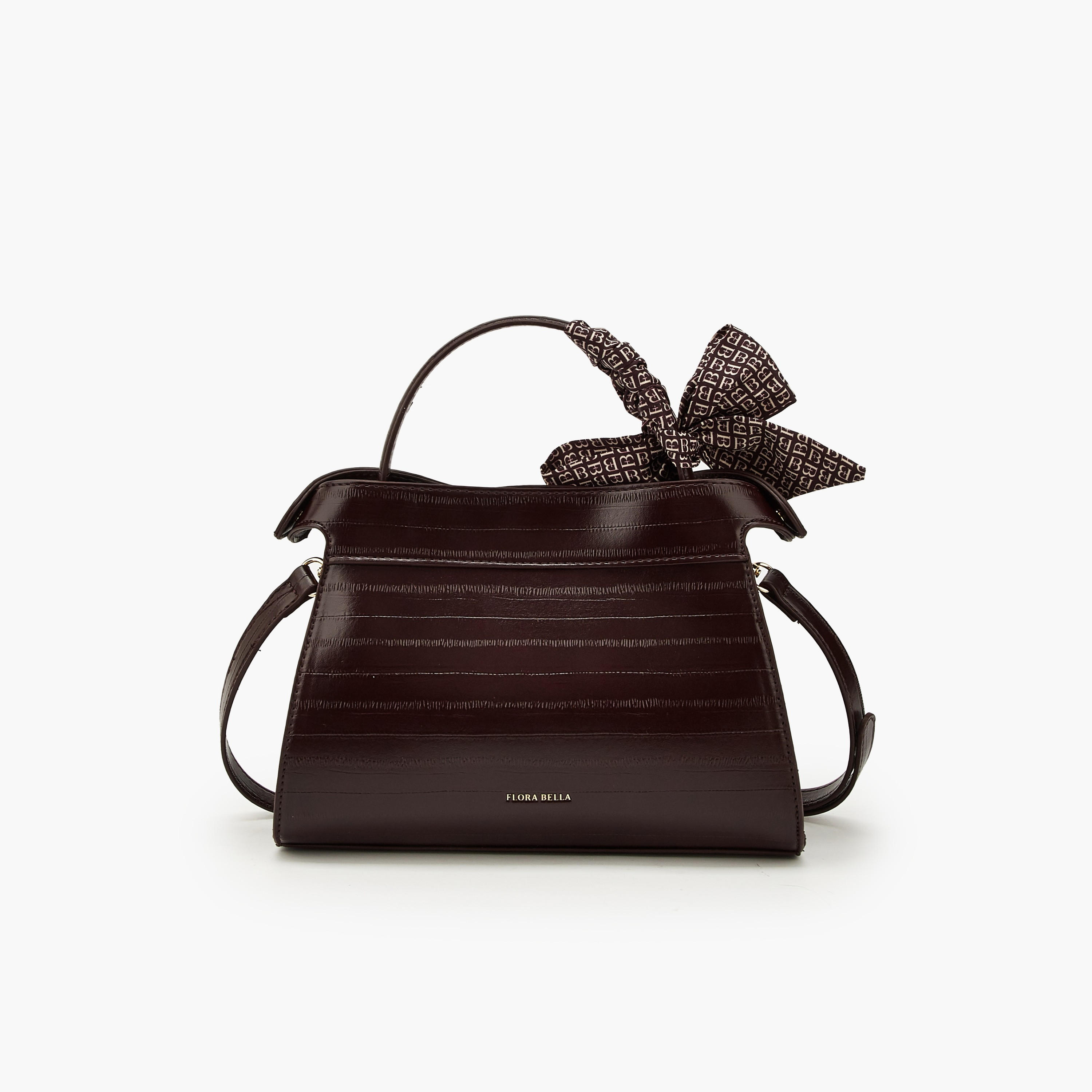 Flora Bella Textured Satchel Bag with Scarf Detail-women-bagsandwallets-handbags-image-6