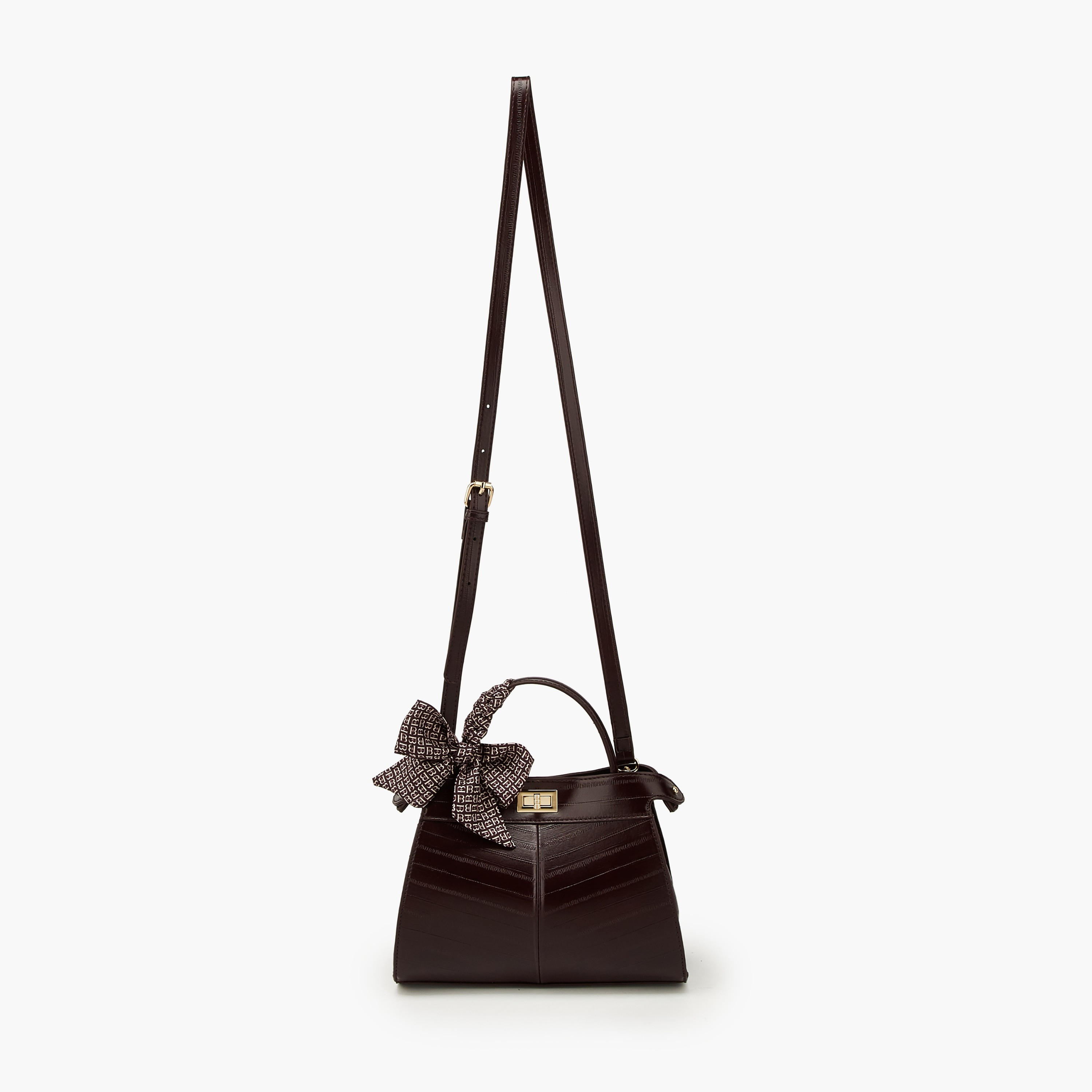 Flora Bella Textured Satchel Bag with Scarf Detail-women-bagsandwallets-handbags-image-7