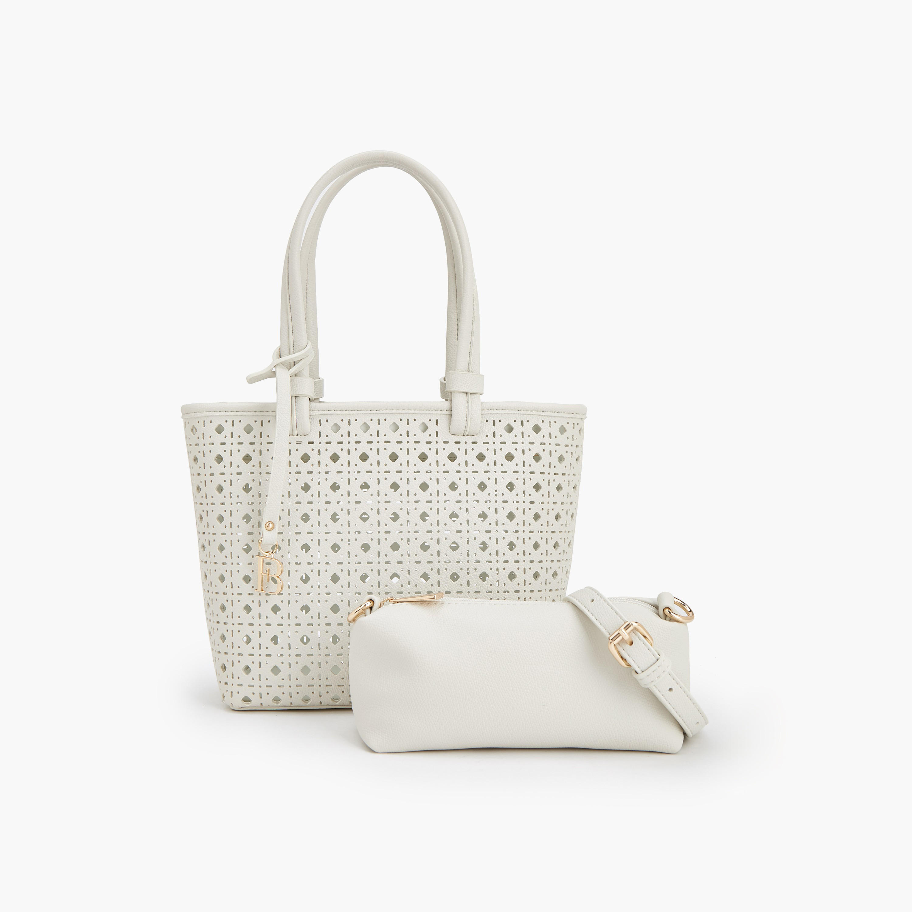 Flora Bella Laser Cut Tote Bag with Crossbody Bag-women-bagsandwallets-handbags-image-1