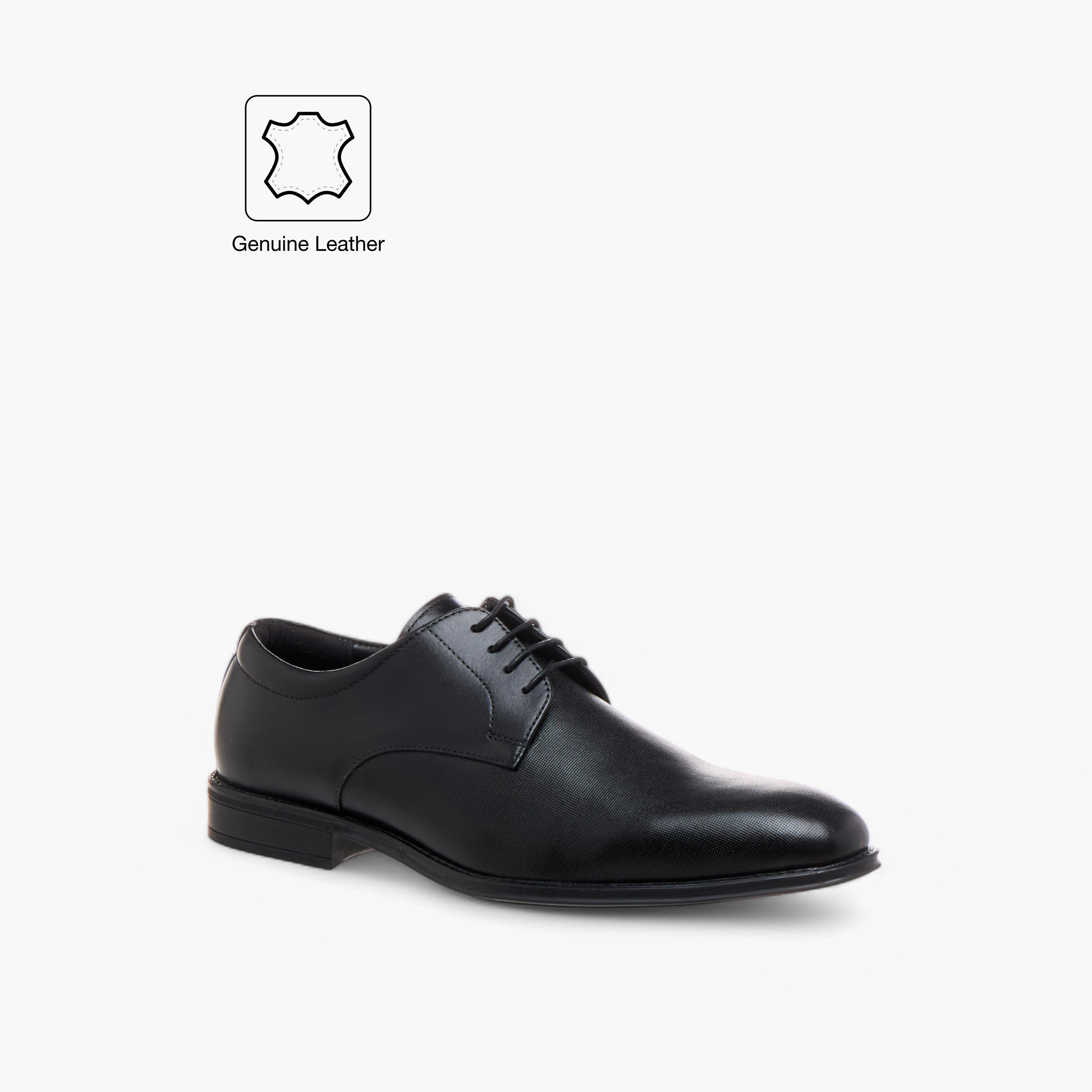 Duchini Men's Leather Textured Lace-Up Derby Shoes-men-shoes-formalshoes-image-4