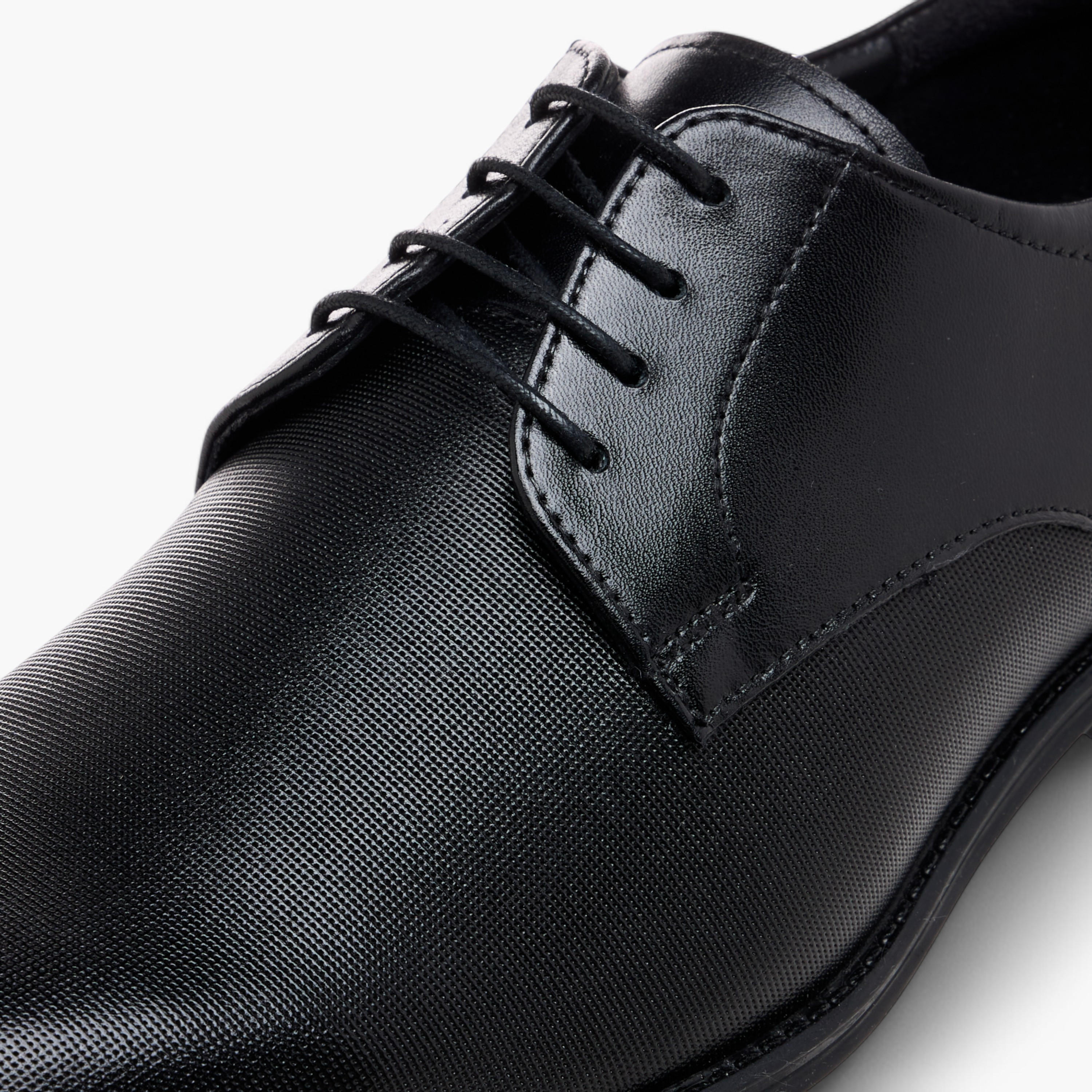 Duchini Men's Leather Textured Lace-Up Derby Shoes-men-shoes-formalshoes-image-5