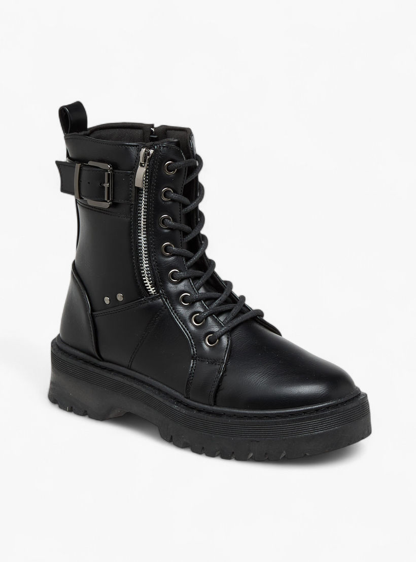 Flora Bella Panelled Ankle Boots with Zip Closure-women-shoes-boots-image-2