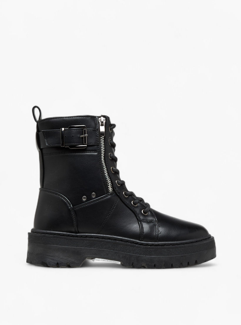 Flora Bella Panelled Ankle Boots with Zip Closure-women-shoes-boots-image-3