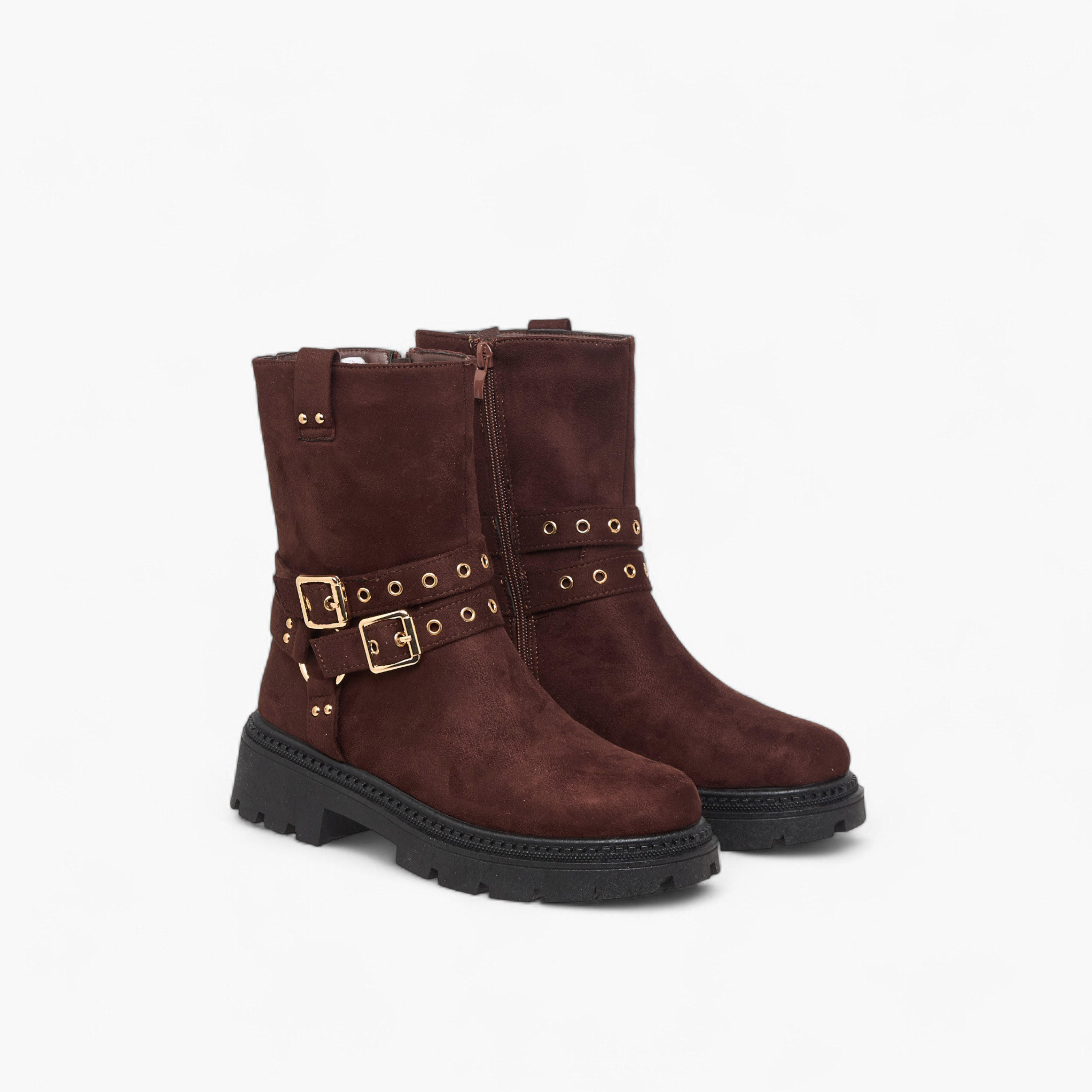 Flora Bella Women Buckle Detail Ankle Boots-women-shoes-boots-image-1