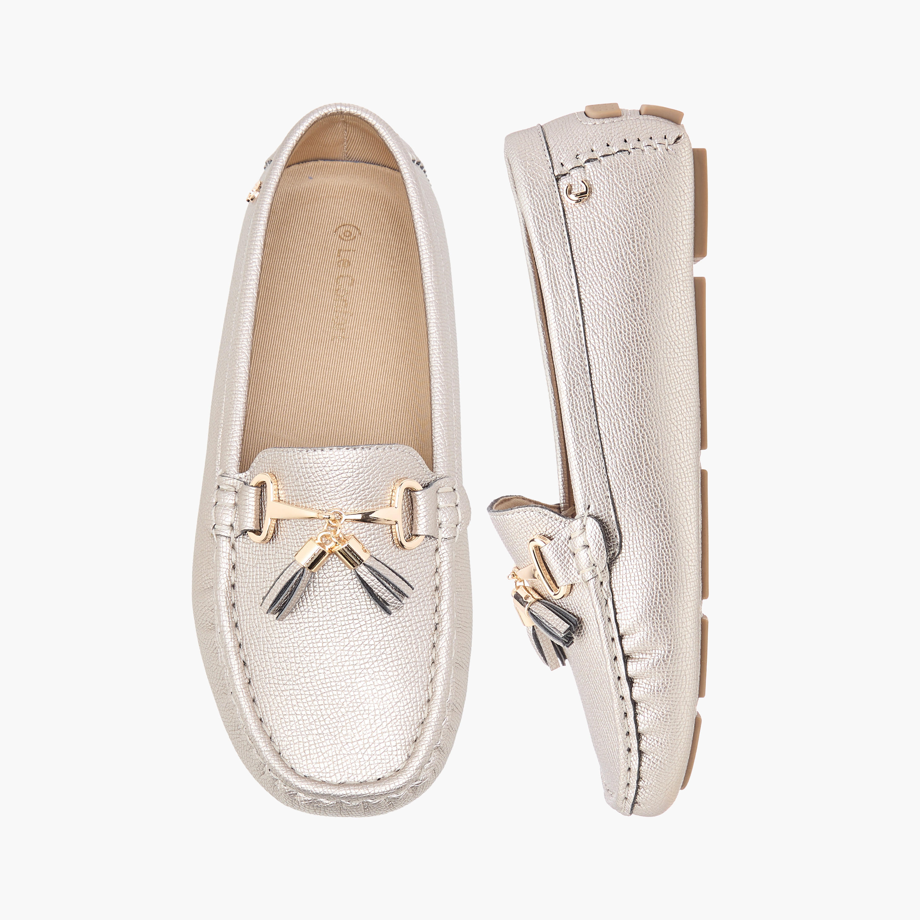 Le Confort Textured Slip-On Comfort Loafers with Tassel Detail-women-shoes-flats-loafers-image-1